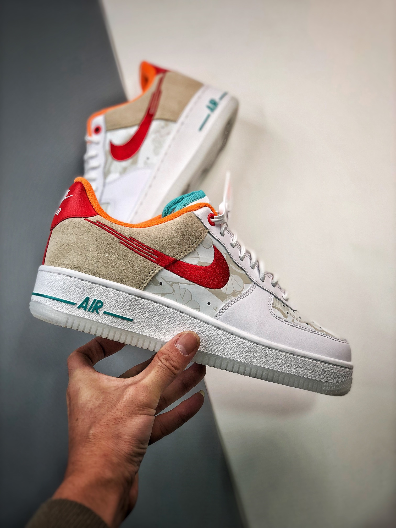 Nike Air Force 1 Low “Just Do It” White Red Teal For Sale