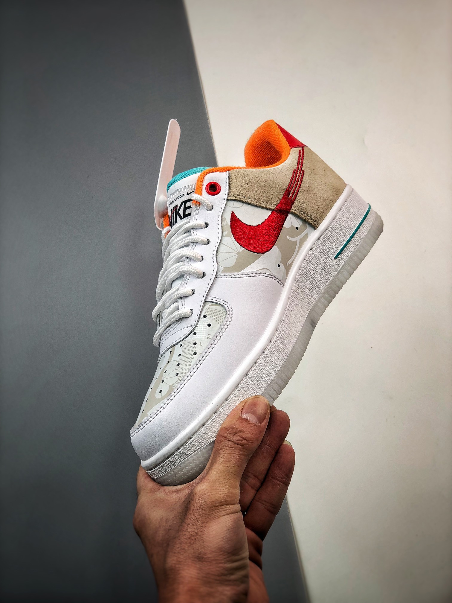 Nike Air Force 1 Low “Just Do It” White Red Teal For Sale