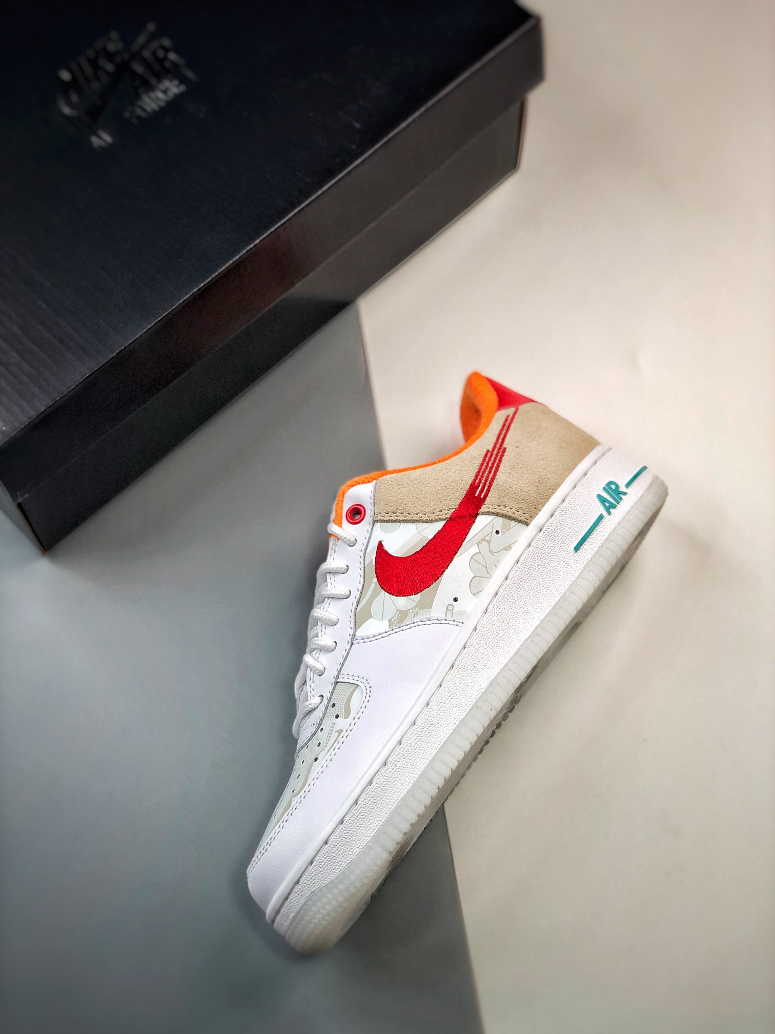 Nike Air Force 1 Low “Just Do It” White Red Teal For Sale