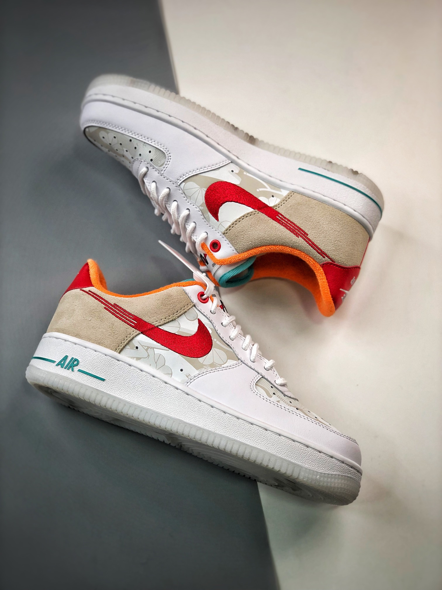 Nike Air Force 1 Low “Just Do It” White Red Teal For Sale
