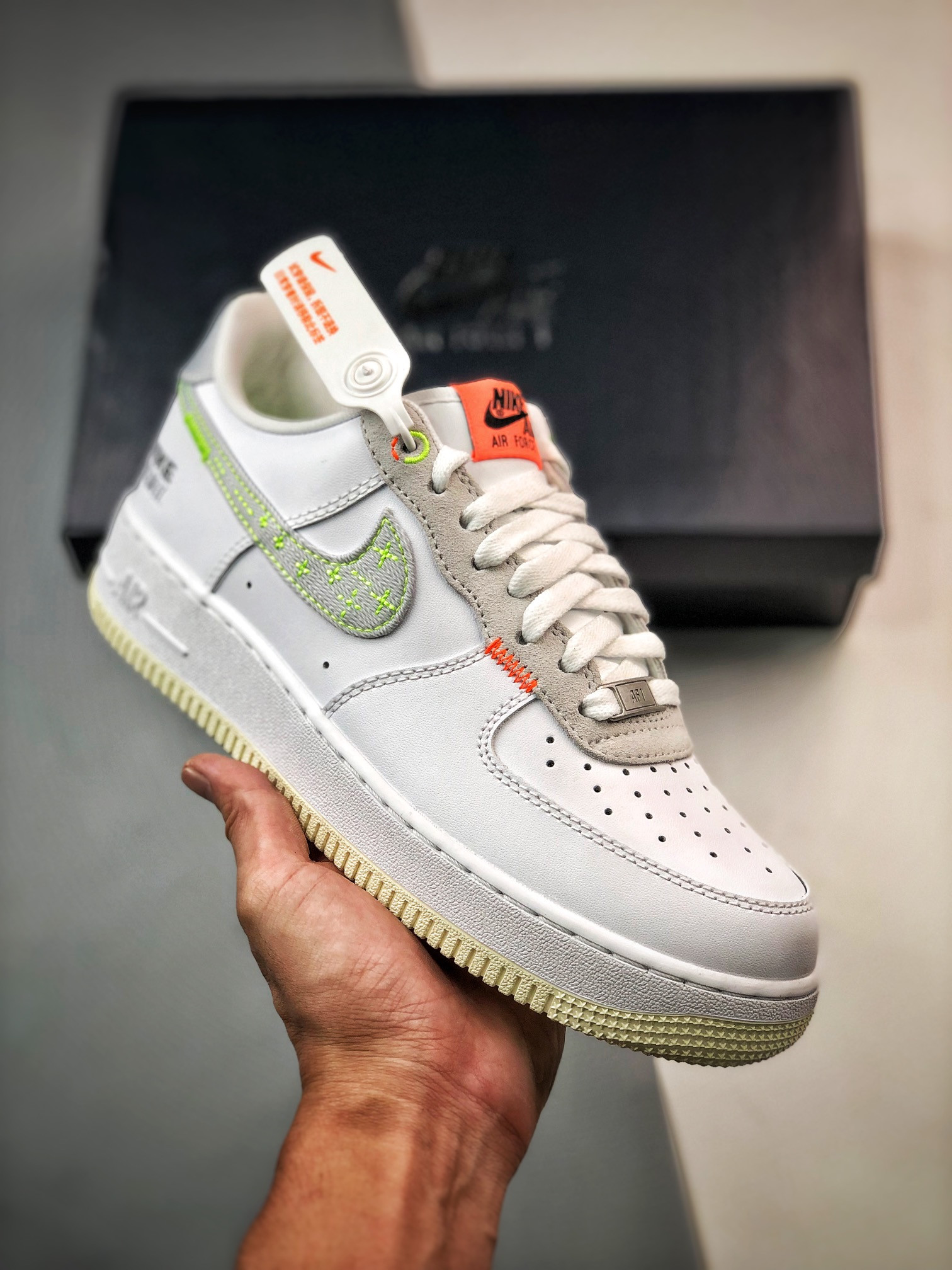 Nike Air Force 1 Low “Just Stitch It” White/Pink-Neon For Sale