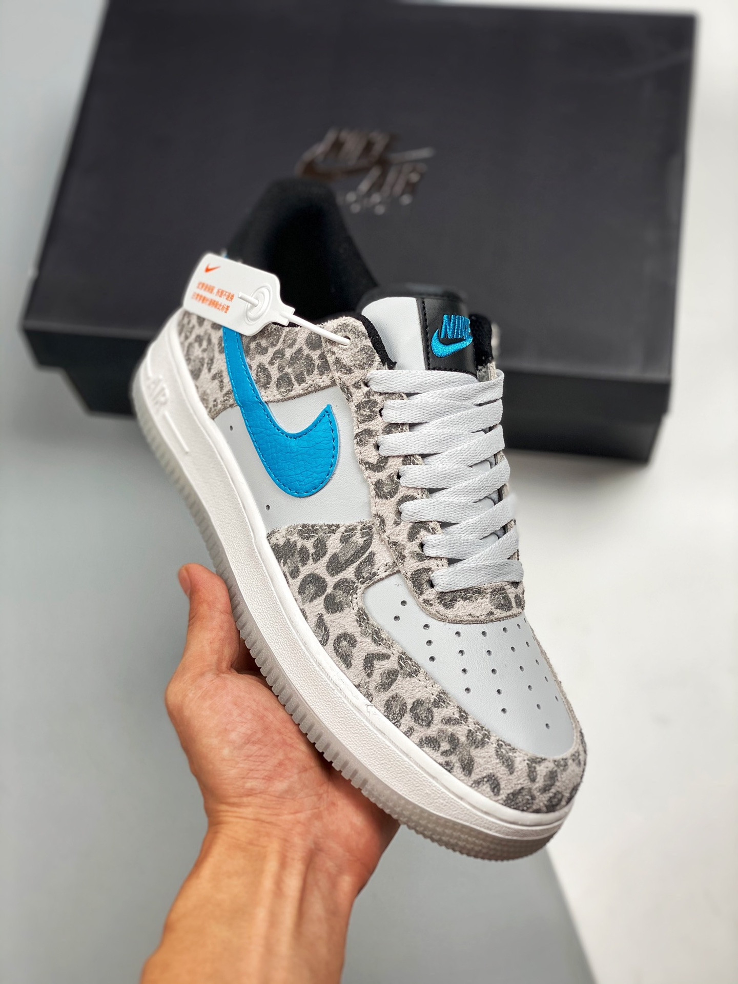 Nike Air Force 1 Low “Leopard” Pure Platinum/Light Blue Fury For Sale