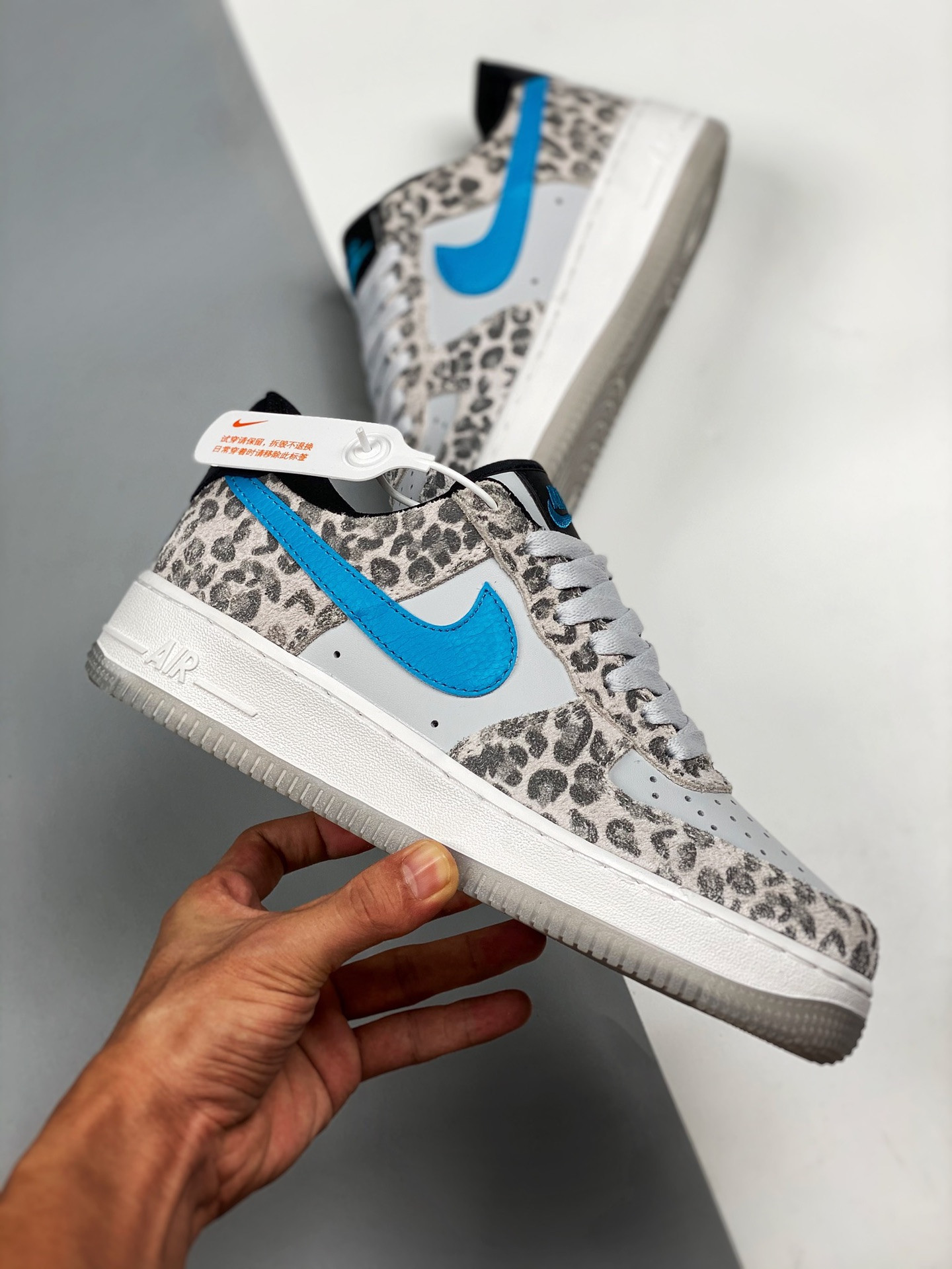 Nike Air Force 1 Low “Leopard” Pure Platinum/Light Blue Fury For Sale