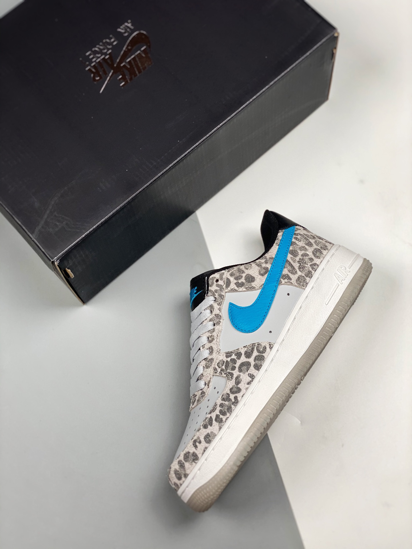 Nike Air Force 1 Low “Leopard” Pure Platinum/Light Blue Fury For Sale