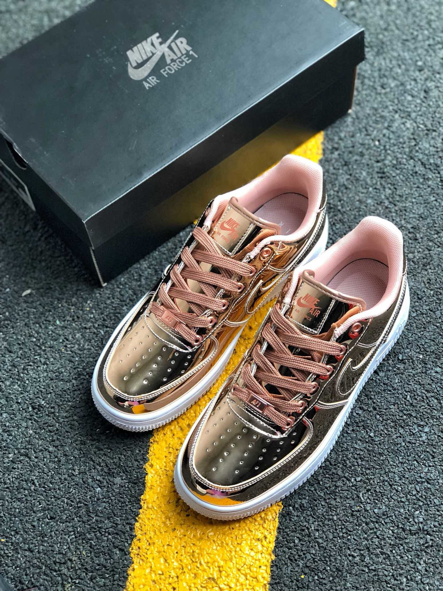 Nike Air Force 1 Low “Liquid Metal” Metallic Bronze/White For Sale
