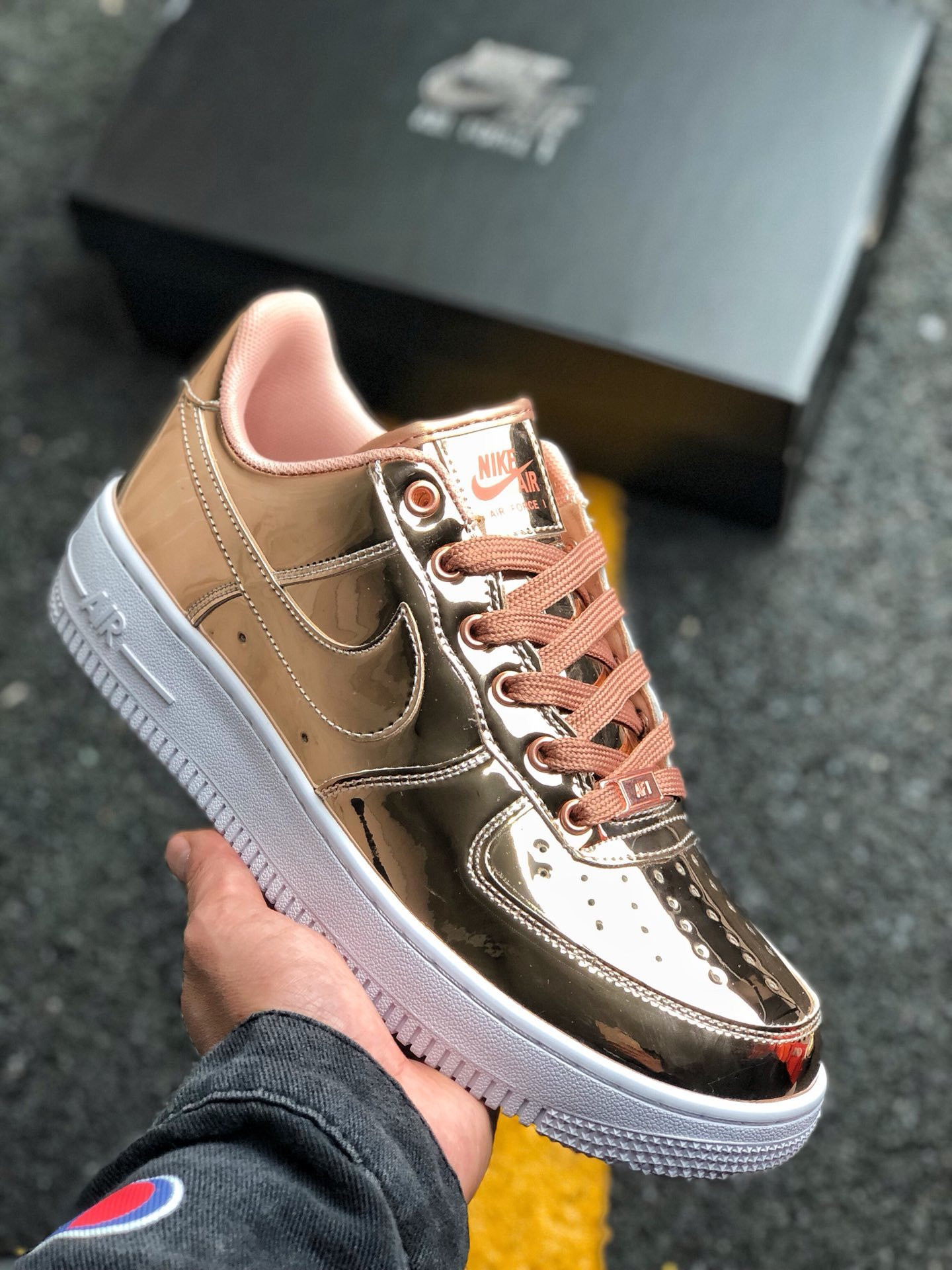 Nike Air Force 1 Low “Liquid Metal” Metallic Bronze/White For Sale