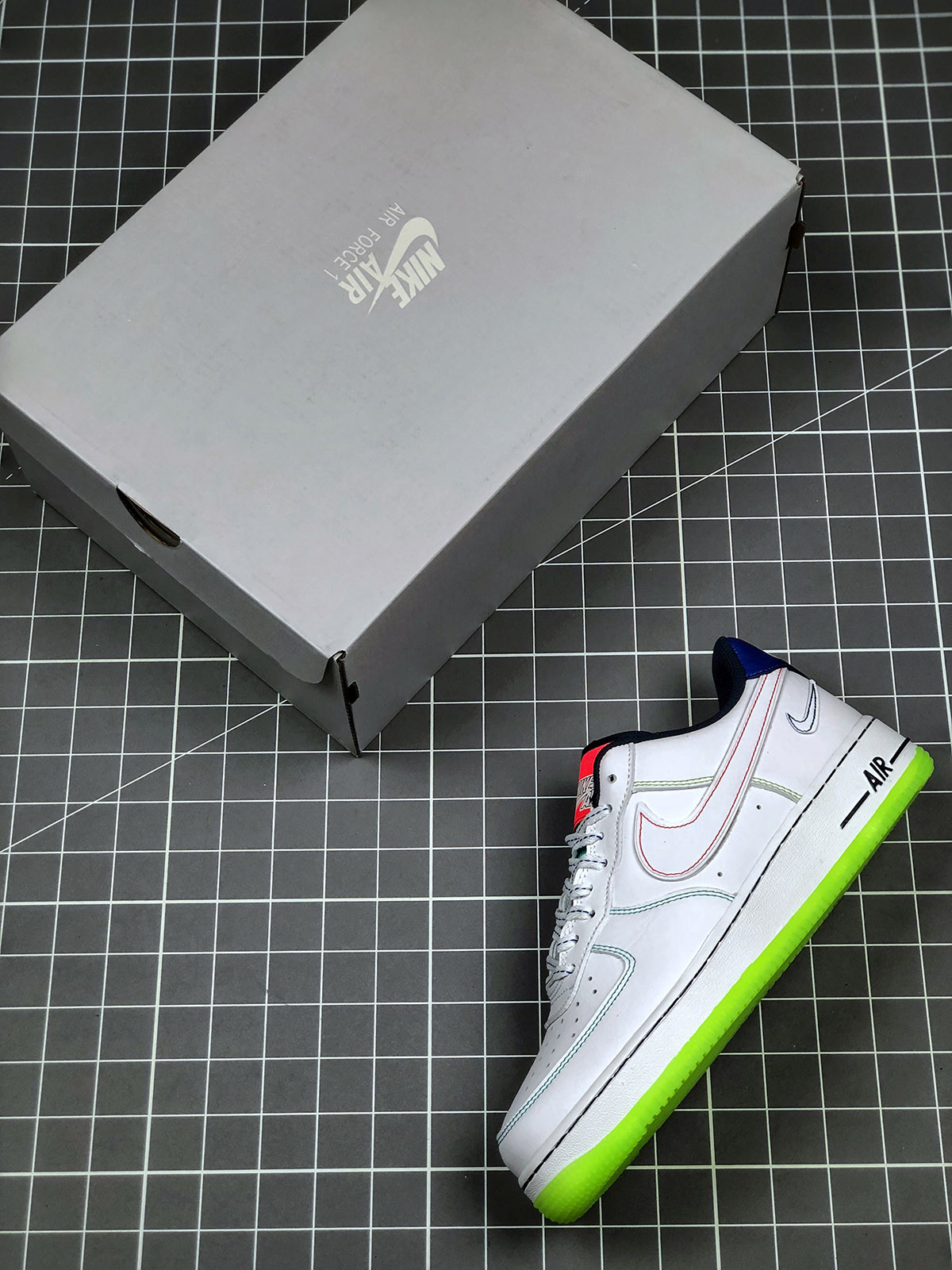 Nike Air Force 1 Low “Outside The Lines” White/Racer Blue-Aurora Green For Sale