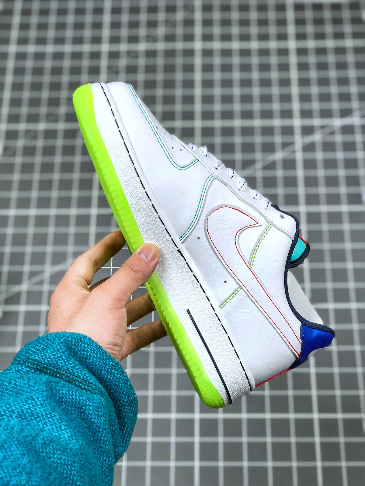 Nike Air Force 1 Low “Outside The Lines” White/Racer Blue-Aurora Green For Sale