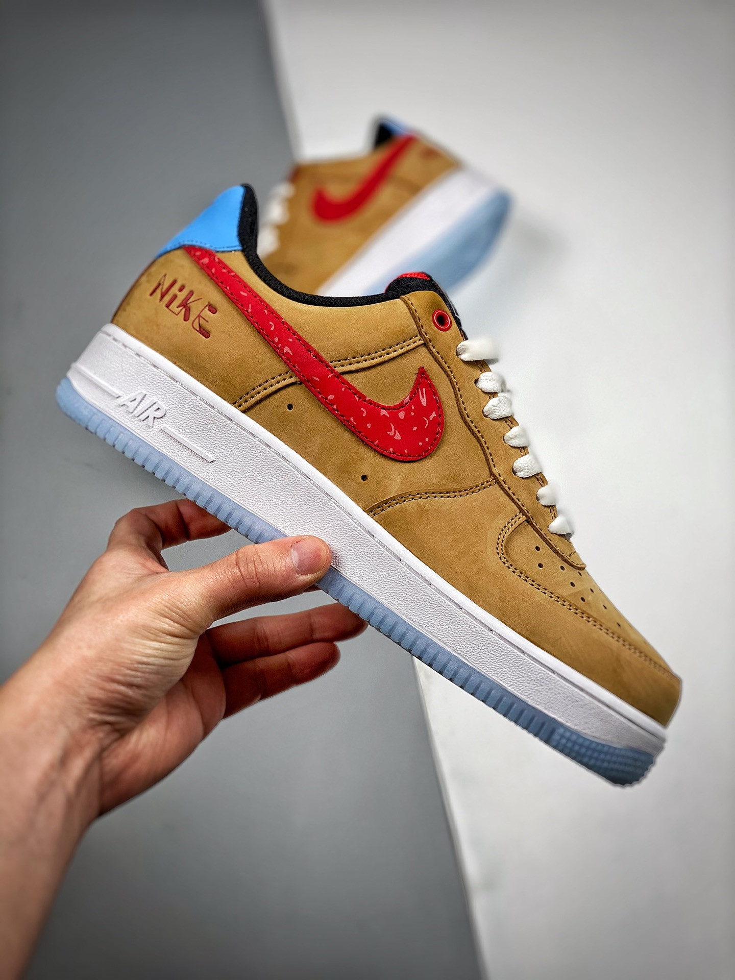Nike Air Force 1 Low “Satellite” Tan/Red-Blue For Sale