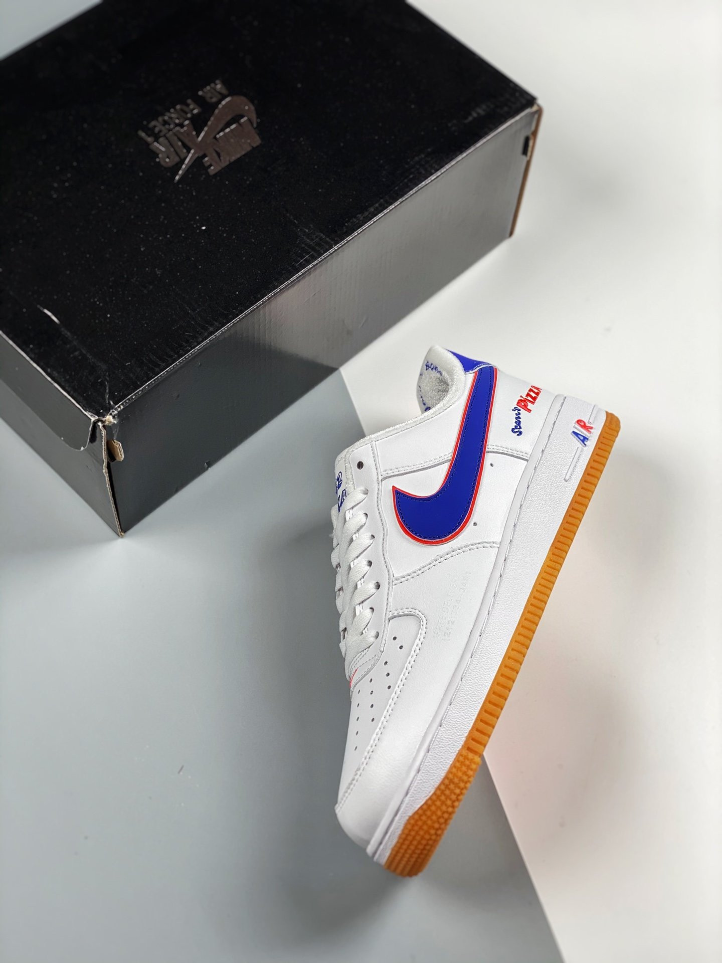 Nike Air Force 1 Low “Scarr’s Pizza” White Blue Red For Sale