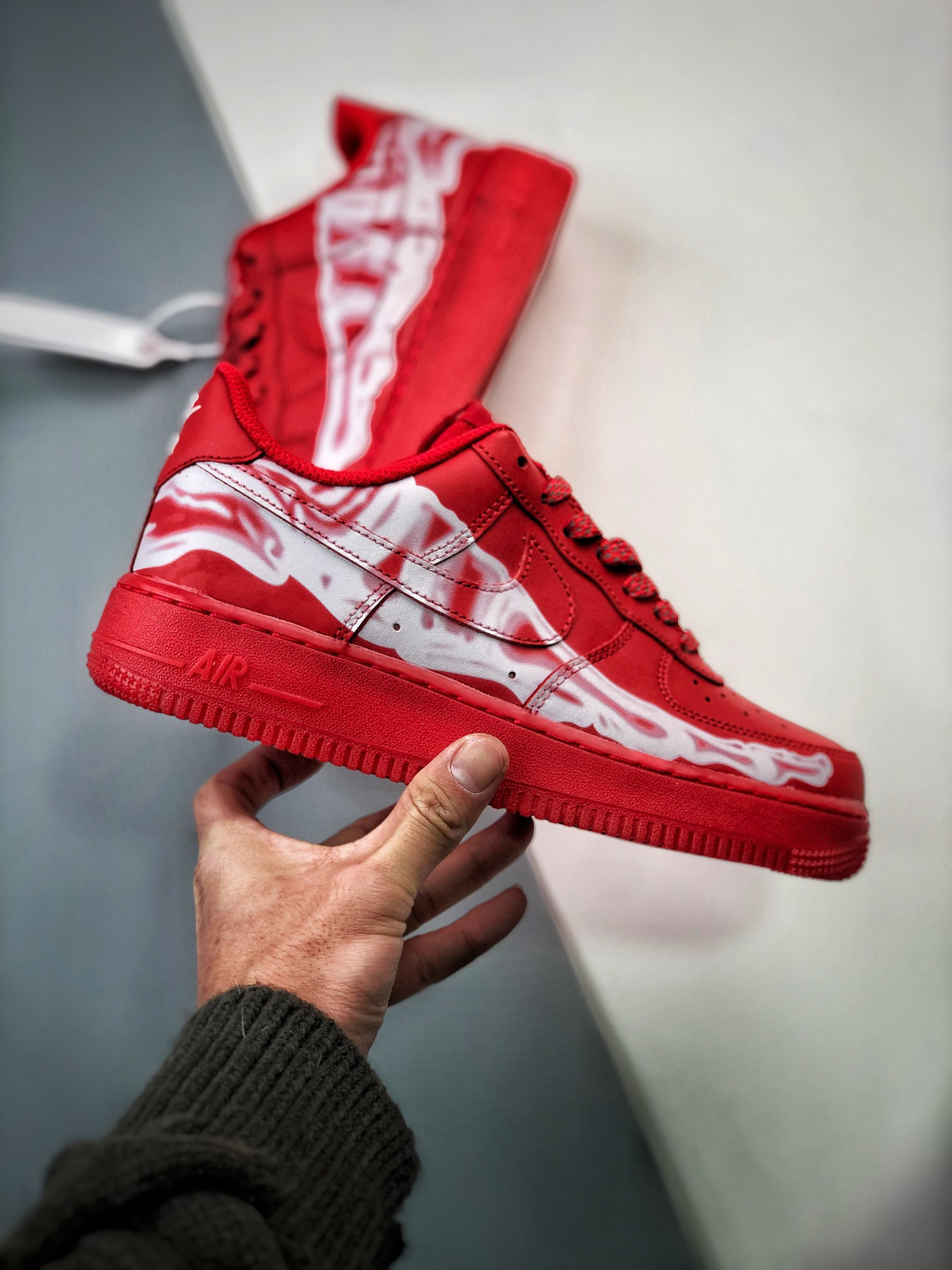 Nike Air Force 1 Low “Skeleton” Red Custom For Sale