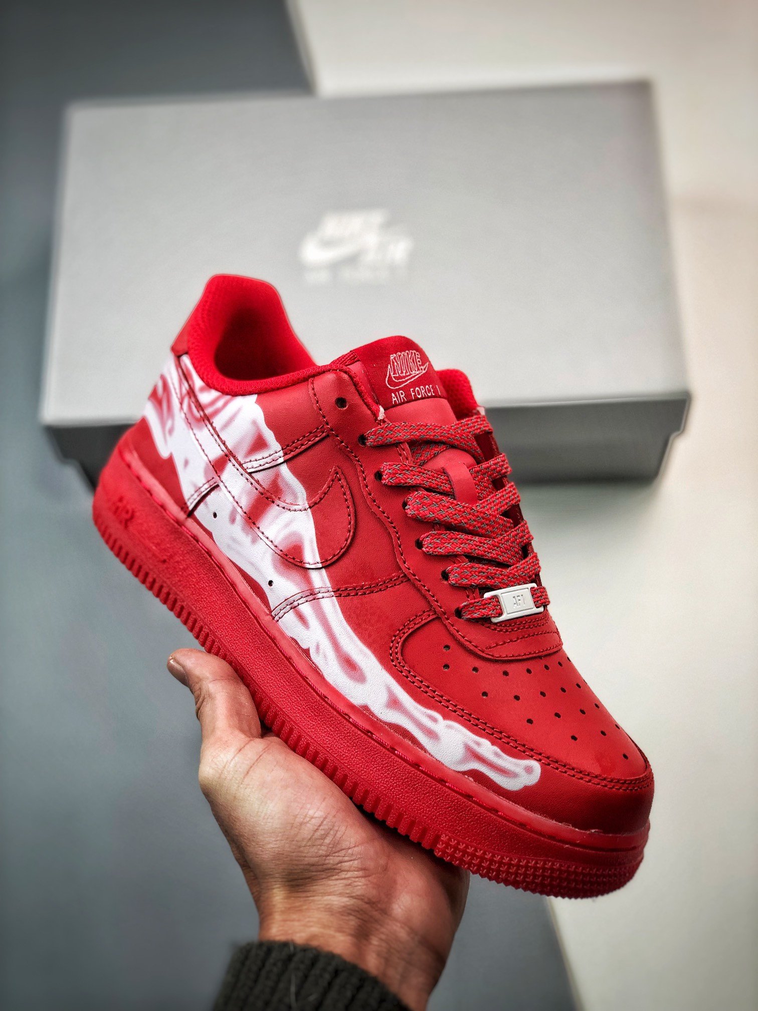 Nike Air Force 1 Low “Skeleton” Red Custom For Sale