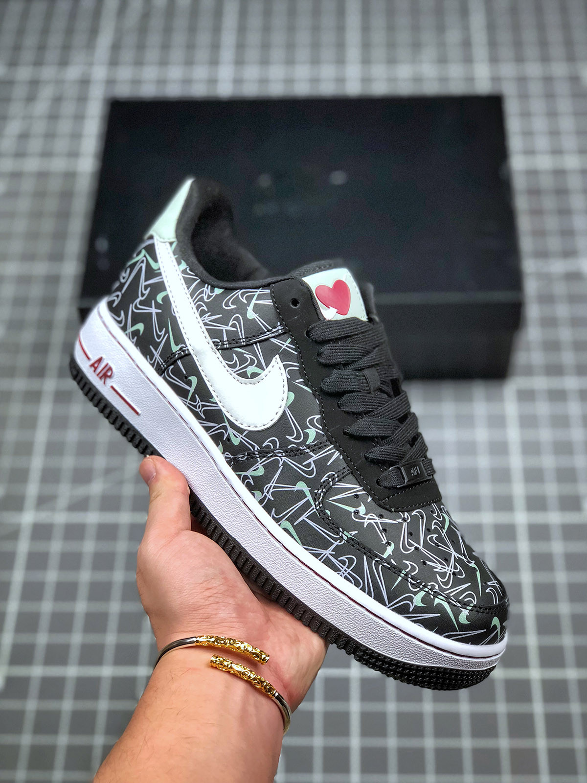 Nike Air Force 1 Low “Valentine’s Day” Black White For Sale