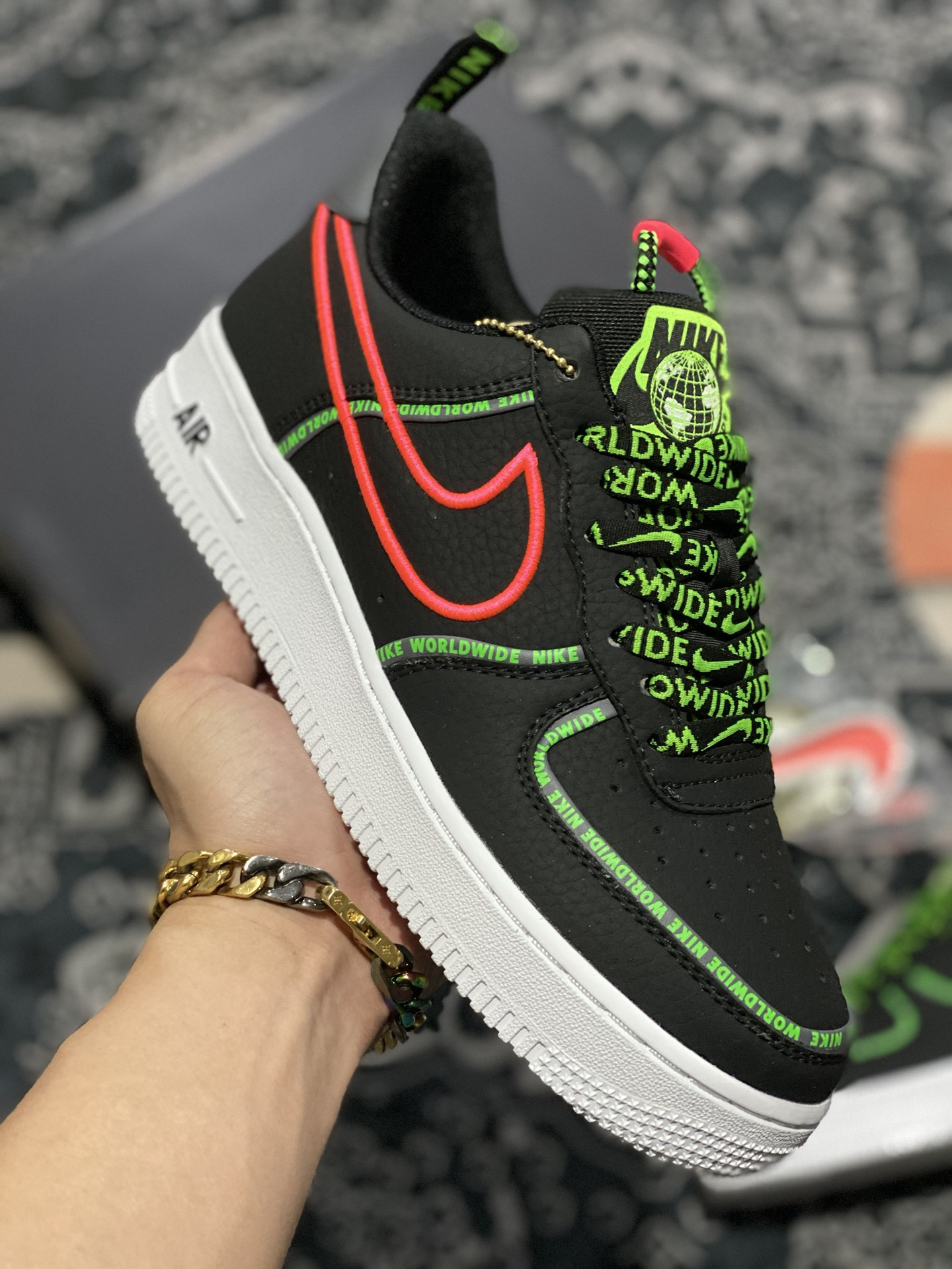 Nike Air Force 1 Low “Worldwide” Black/Flash For Sale