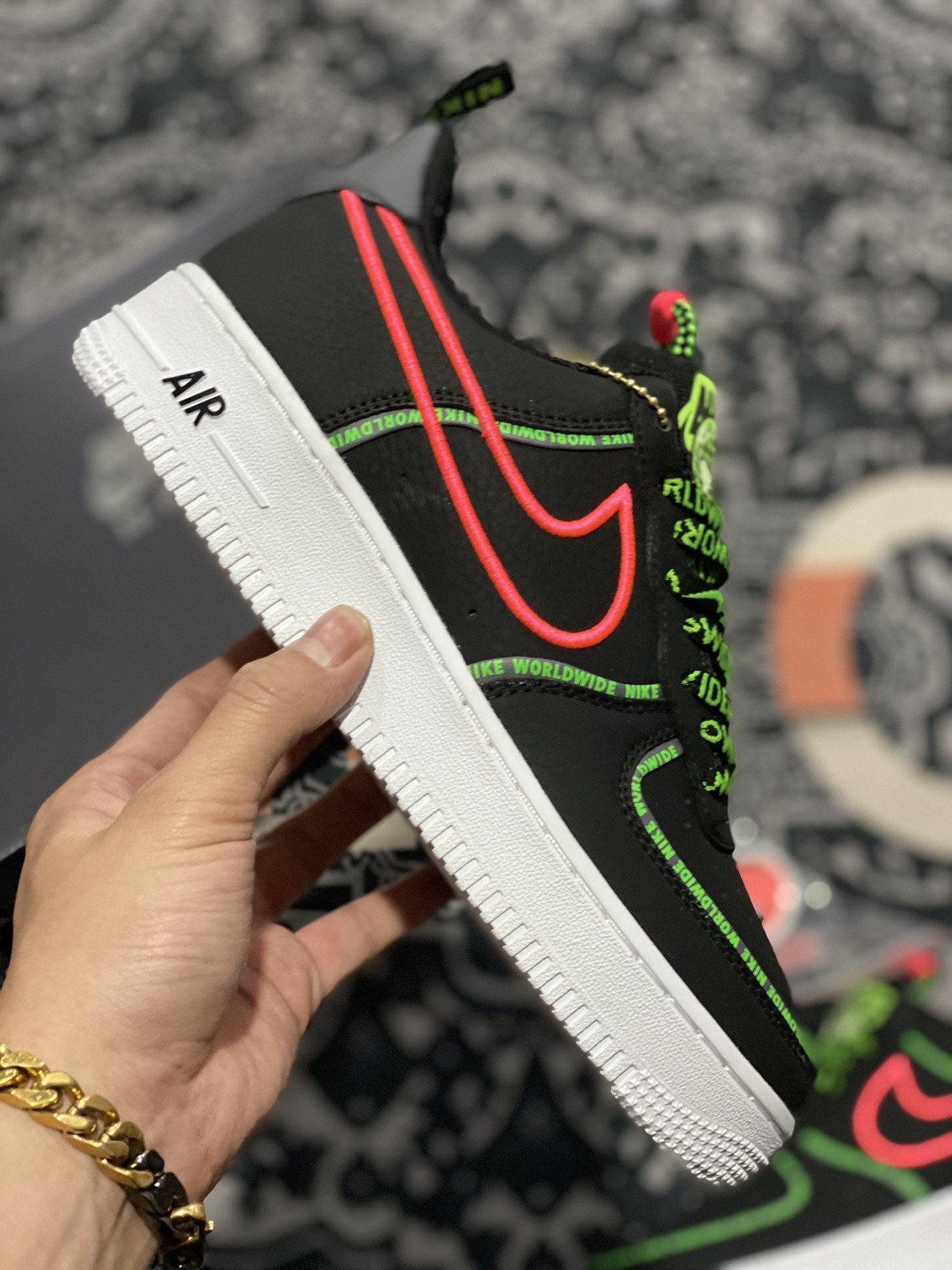 Nike Air Force 1 Low “Worldwide” Black/Flash For Sale