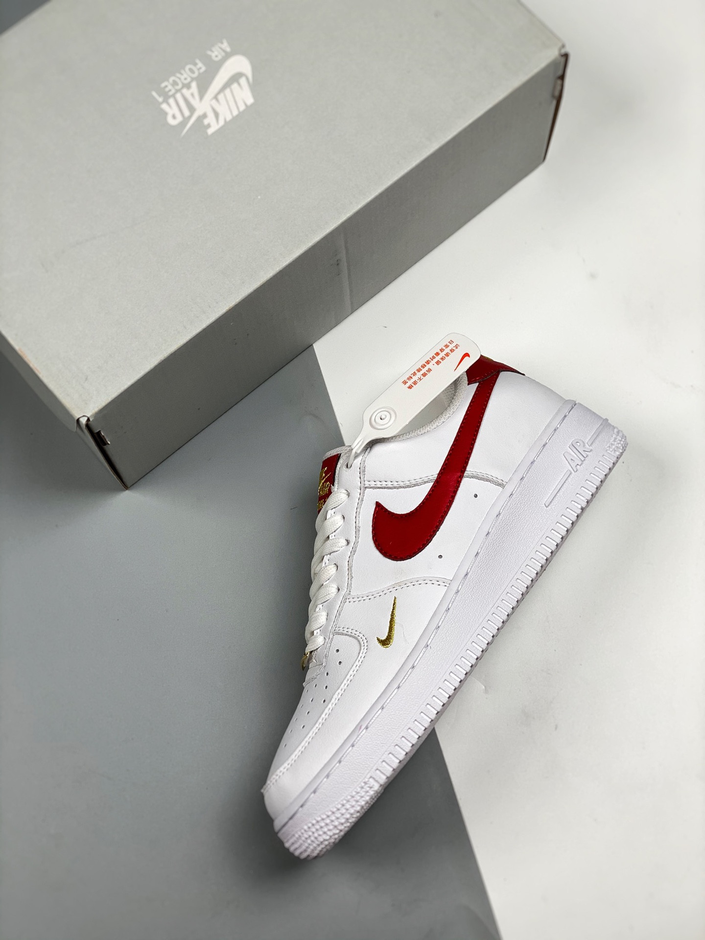 Nike Air Force 1 Low ’07 Essential White Gym Red CZ0270-104 For Sale
