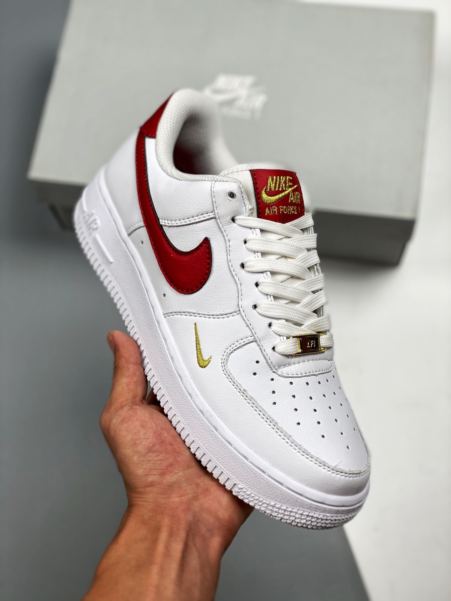 Nike Air Force 1 Low ’07 Essential White Gym Red CZ0270-104 For Sale