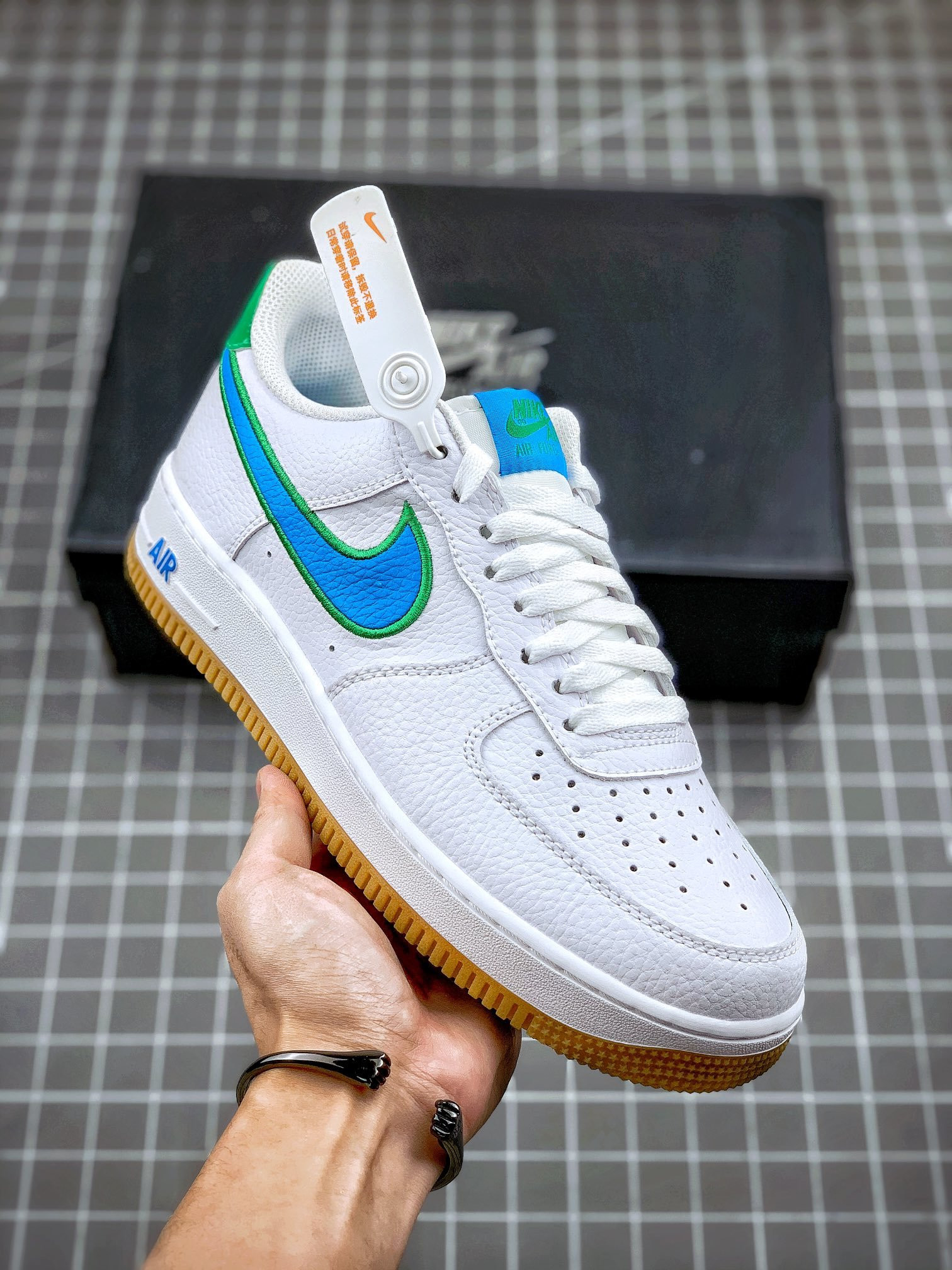 Nike Air Force 1 Low 07 White Blue Green For Sale