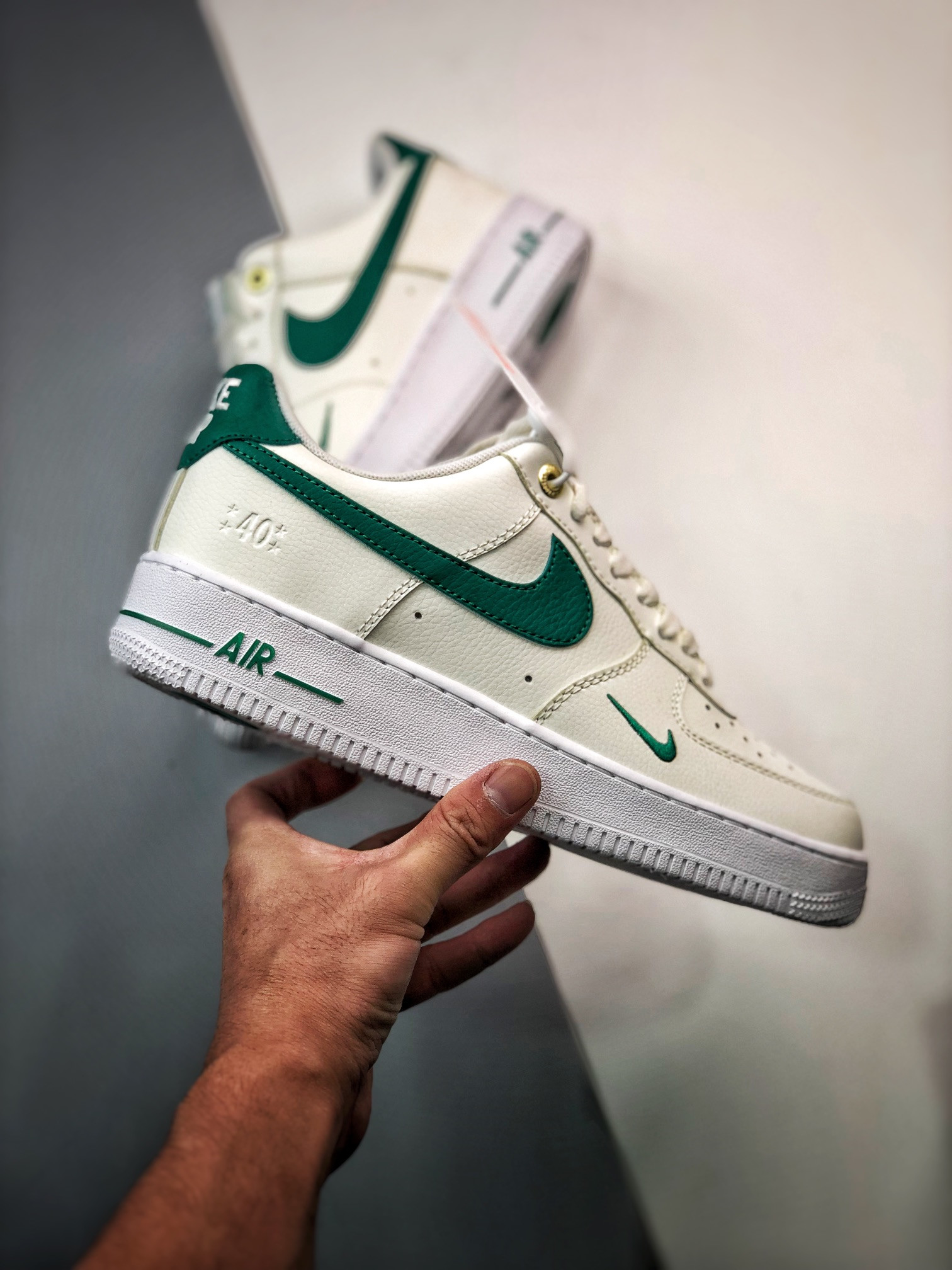 Nike Air Force 1 Low 40th Anniversary Sail/Malachite-Metallic Gold For Sale