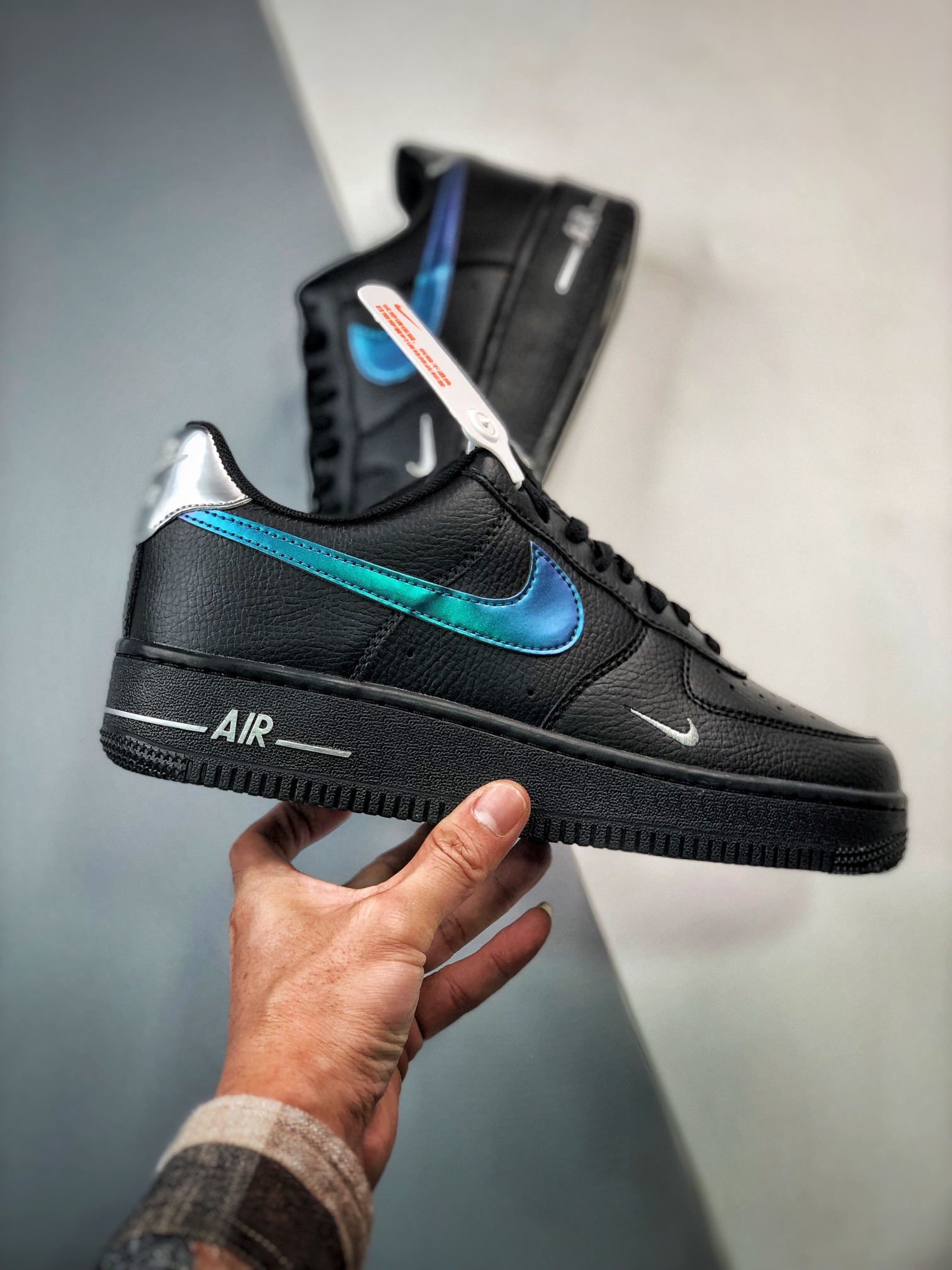 Nike Air Force 1 Low Black Blue Lightning For Sale