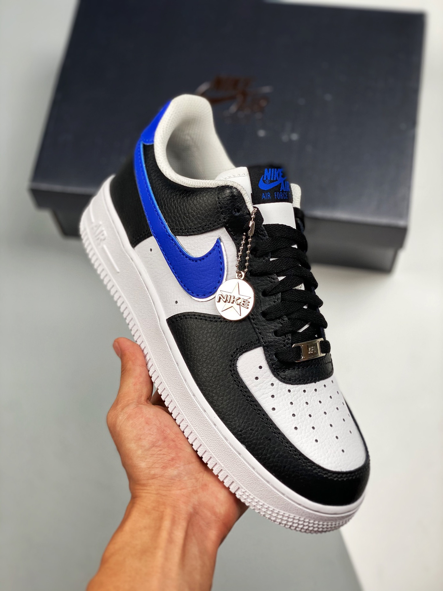 Nike Air Force 1 Low Black/Game Royal/White/Metallic Silver For Sale