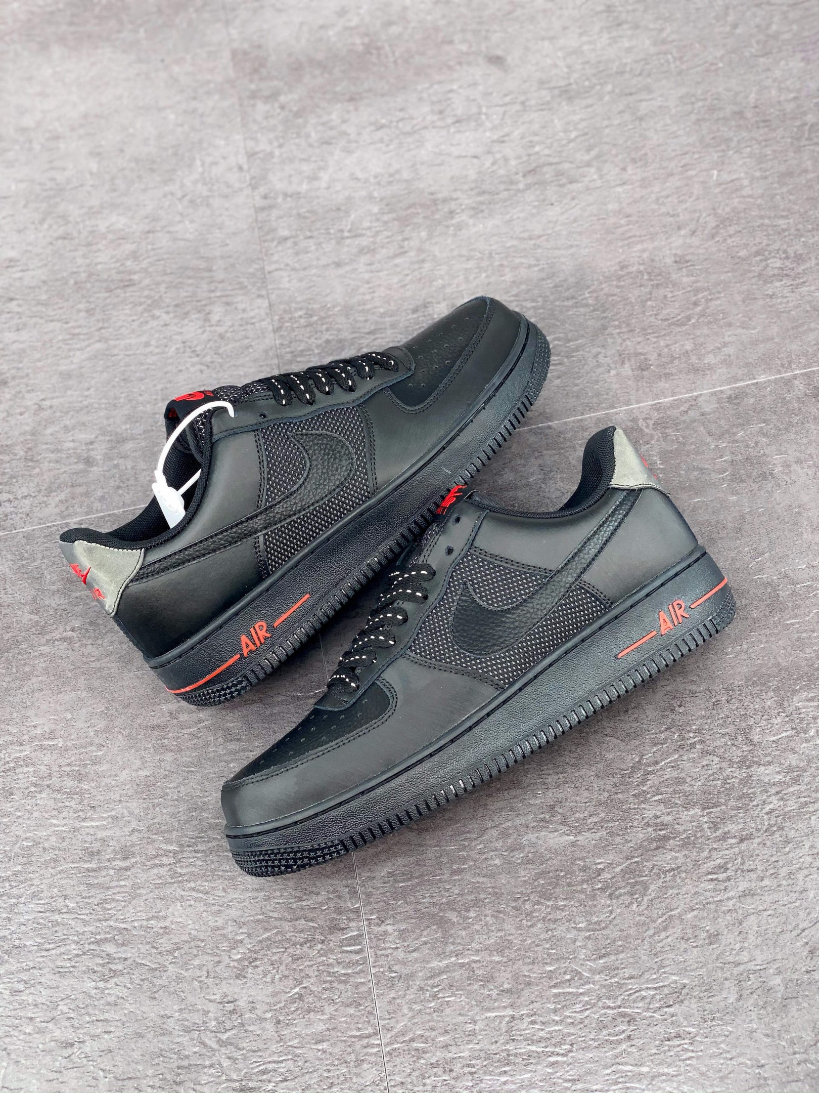 Nike Air Force 1 Low Black/Red with Reflective Accents