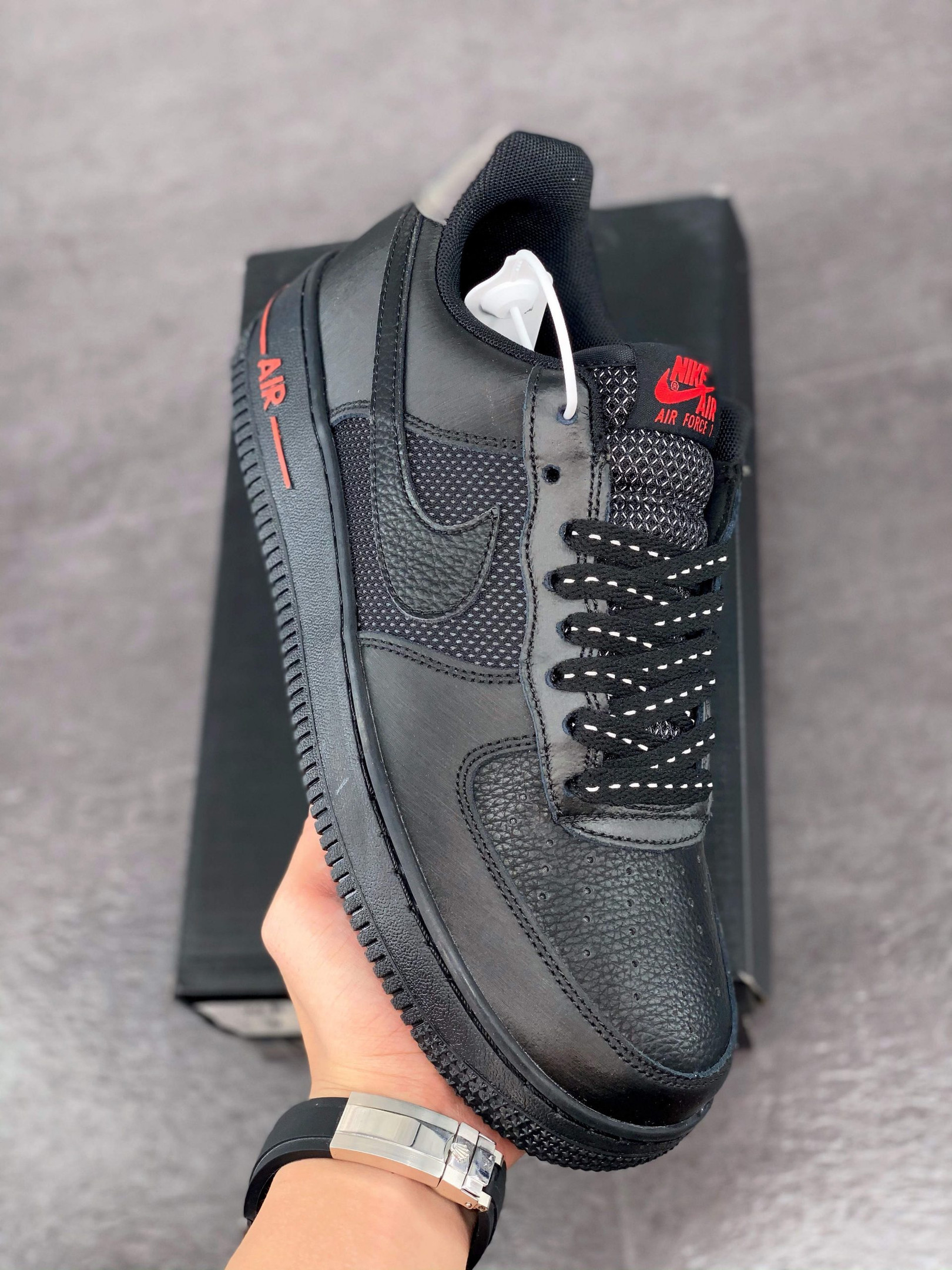 Nike Air Force 1 Low Black/Red with Reflective Accents
