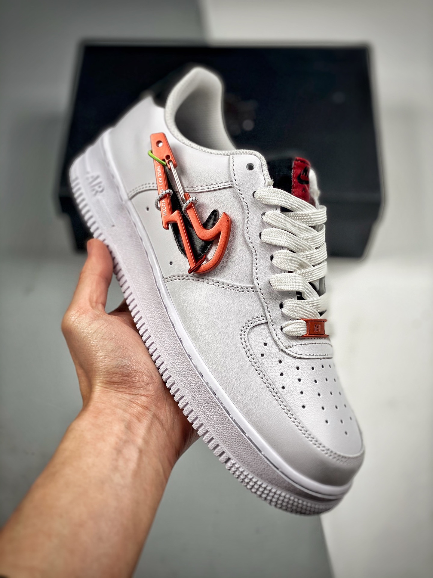 Nike Air Force 1 Low “Carabiner Swoosh” White Habanero Red For Sale