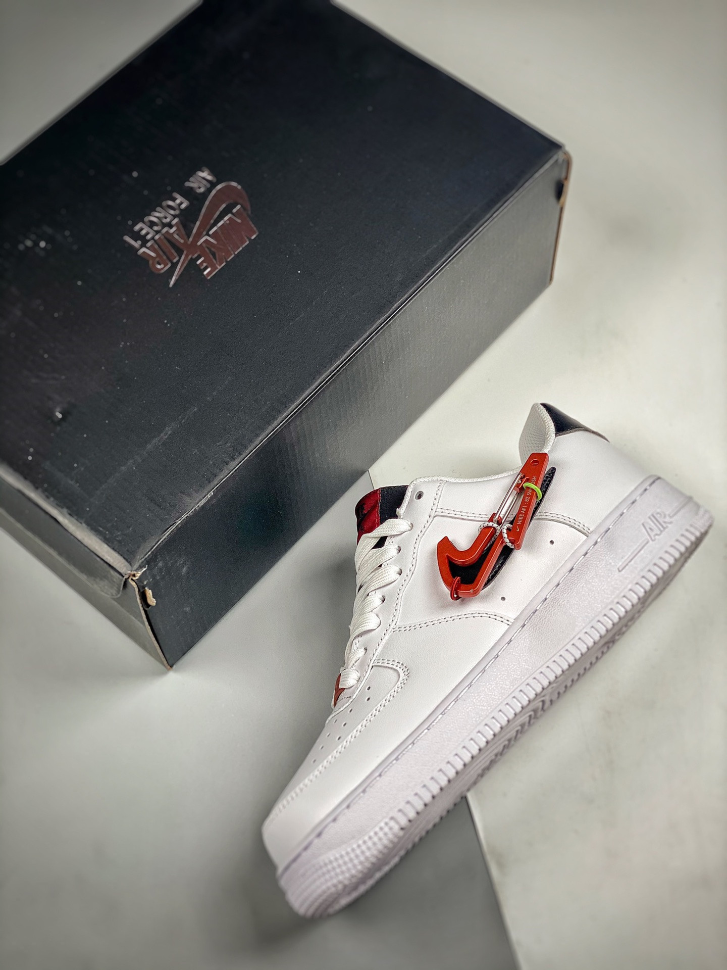 Nike Air Force 1 Low “Carabiner Swoosh” White Habanero Red For Sale