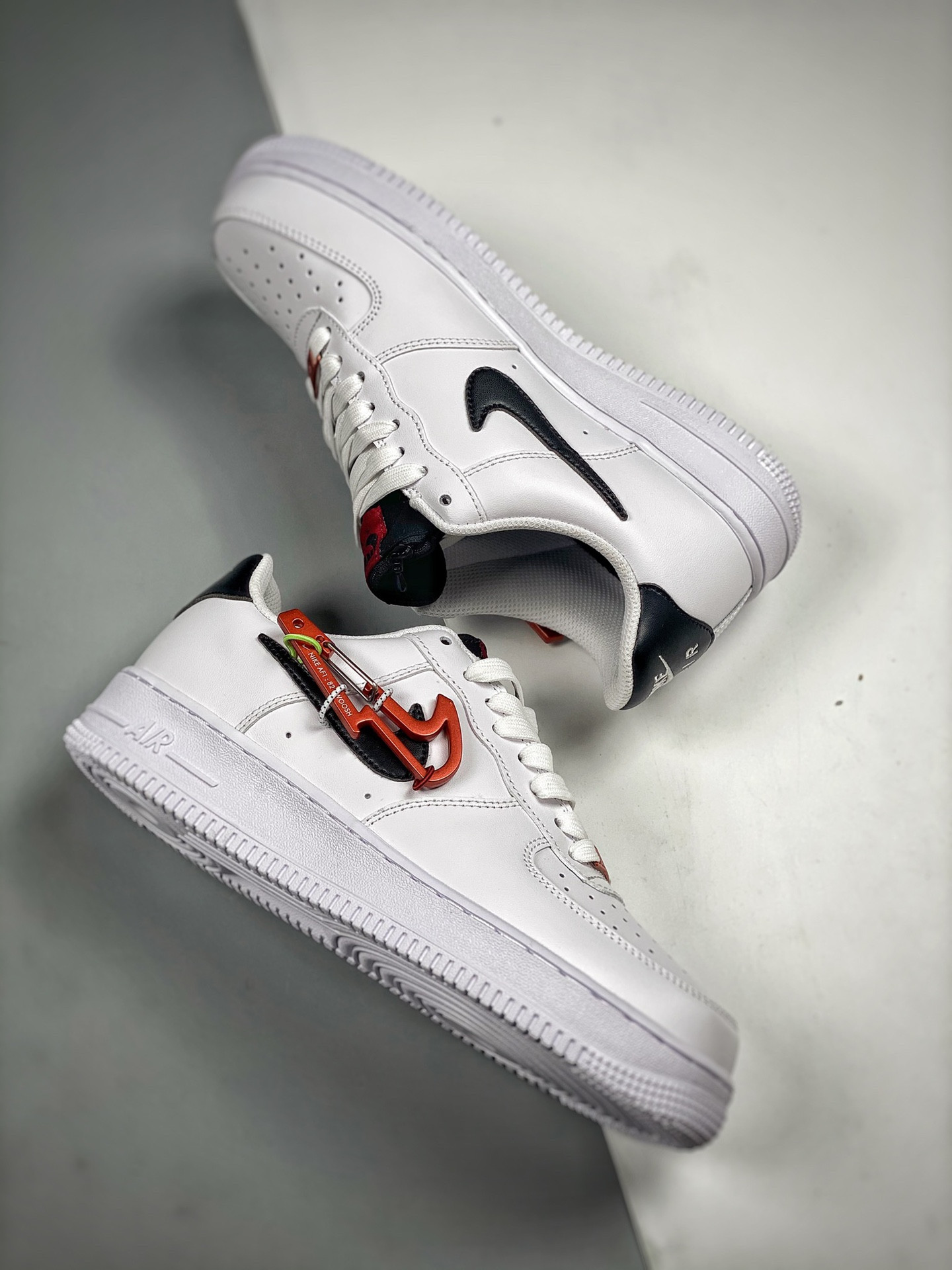 Nike Air Force 1 Low “Carabiner Swoosh” White Habanero Red For Sale