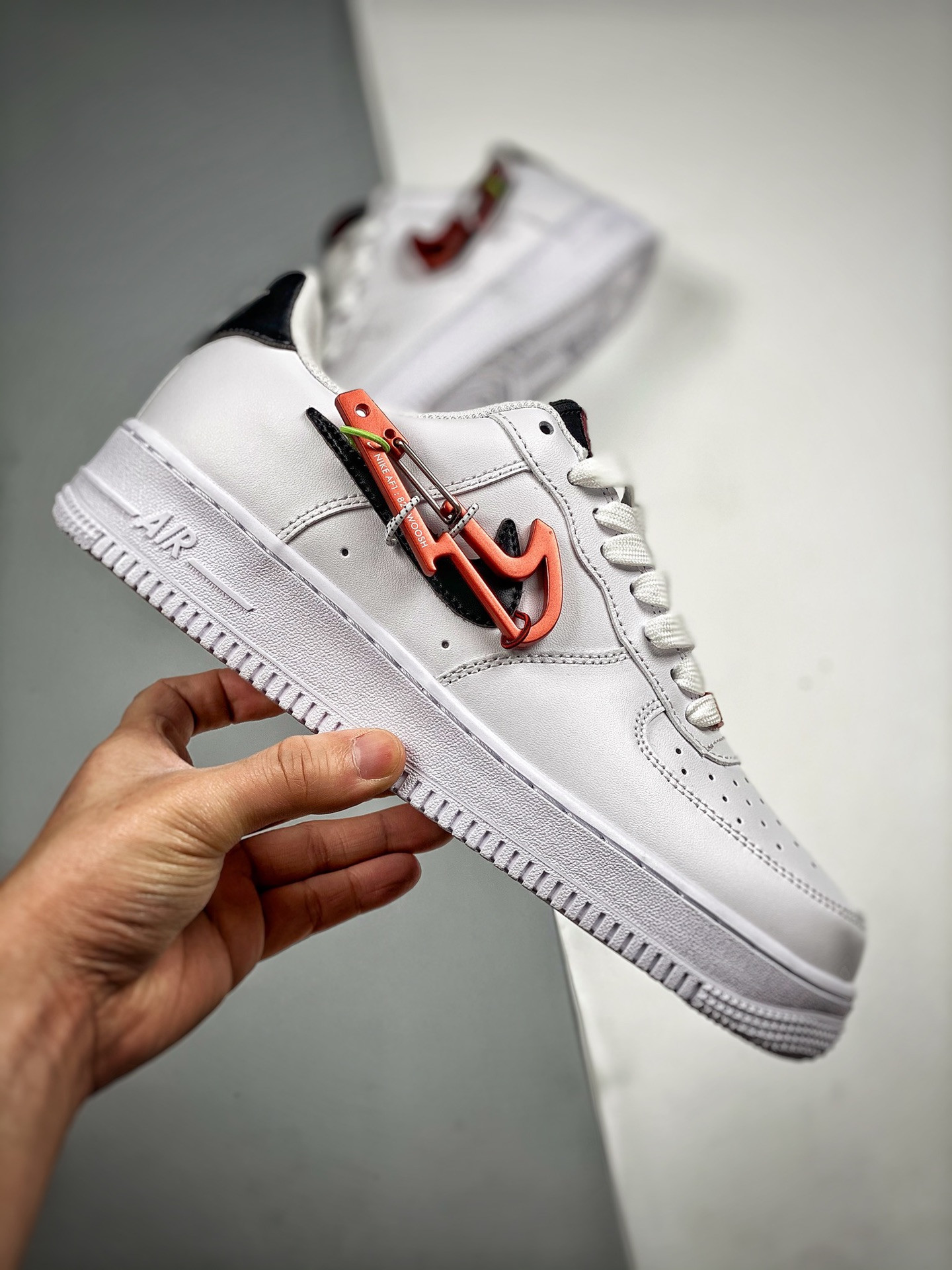 Nike Air Force 1 Low “Carabiner Swoosh” White Habanero Red For Sale