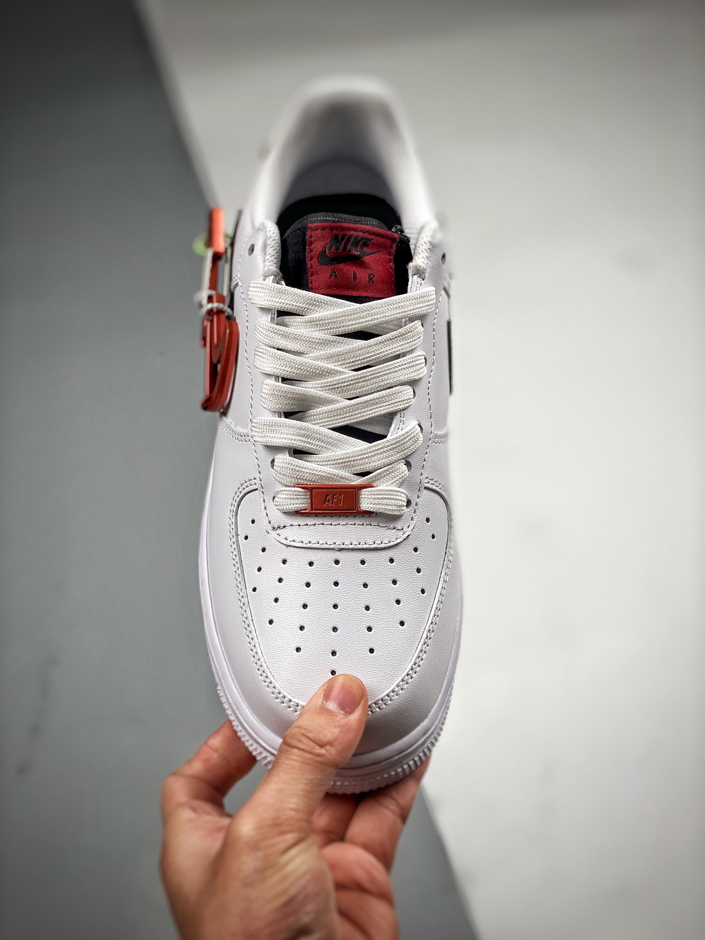Nike Air Force 1 Low “Carabiner Swoosh” White Habanero Red For Sale
