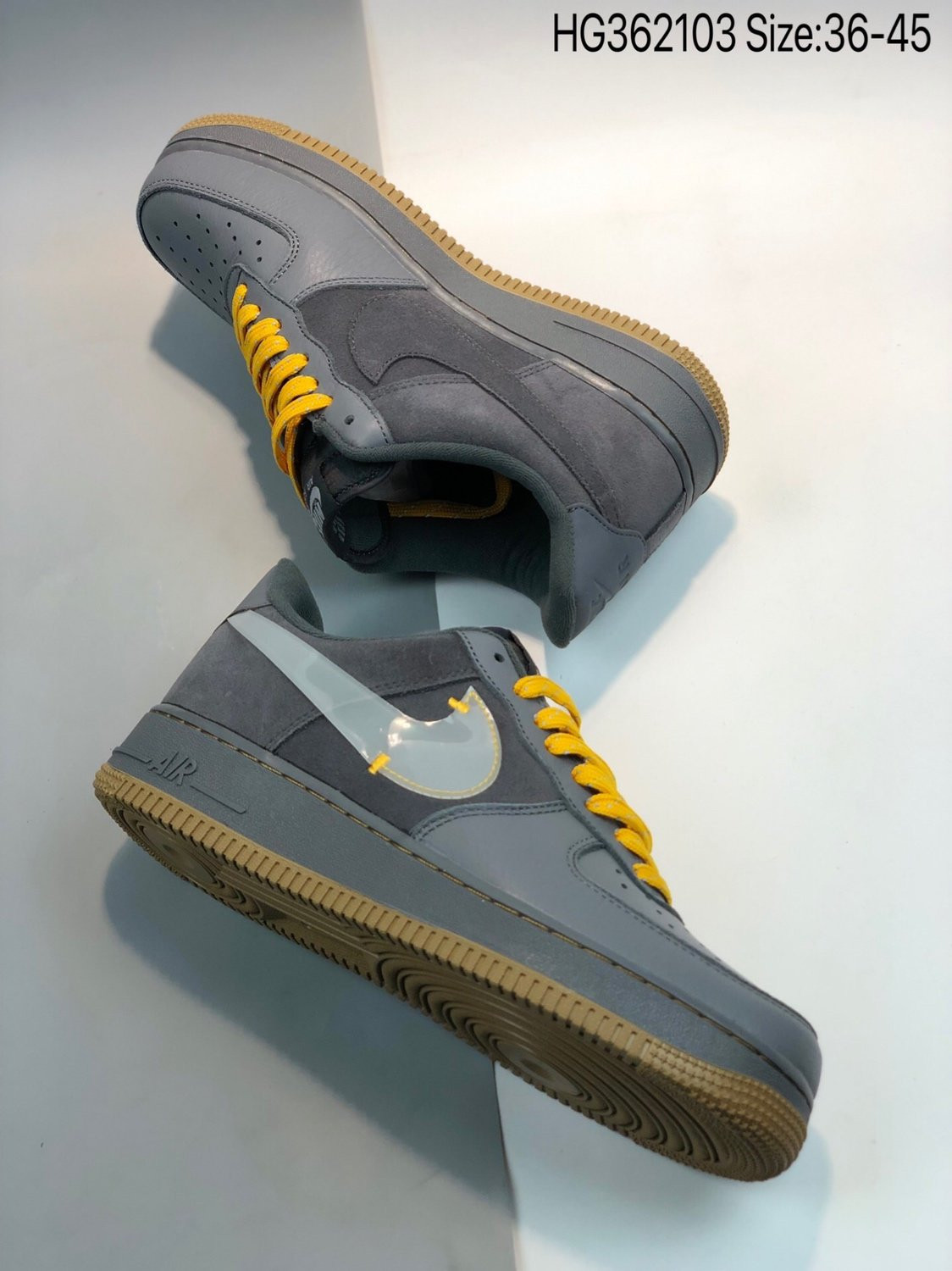 Nike Air Force 1 Low Cool Grey Yellow For Sale