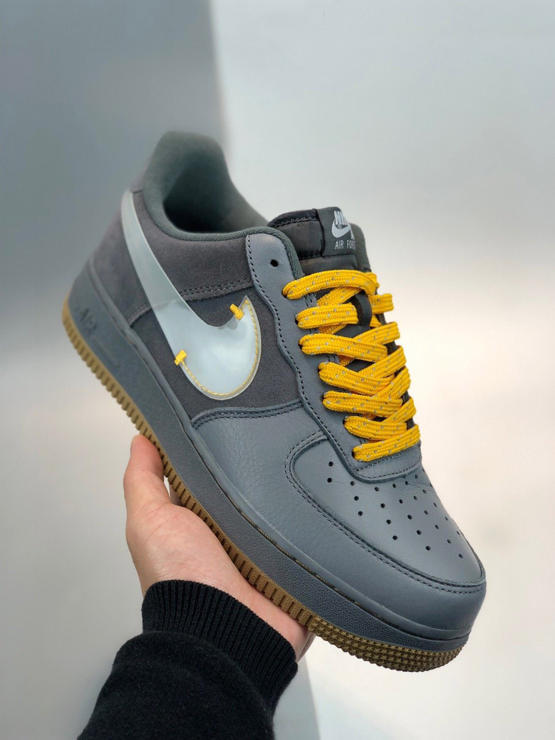 Nike Air Force 1 Low Cool Grey Yellow For Sale