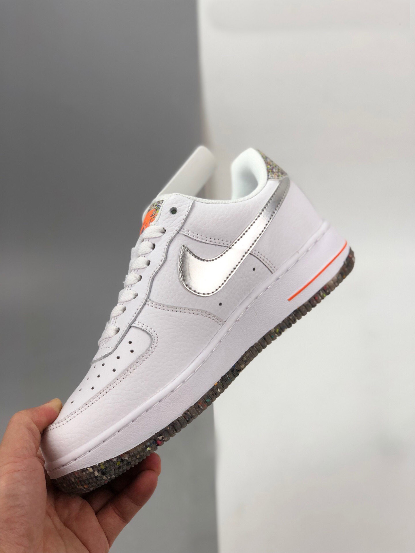 Nike Air Force 1 Low Crater White/Metallic Silver-Laser Orange For Sale