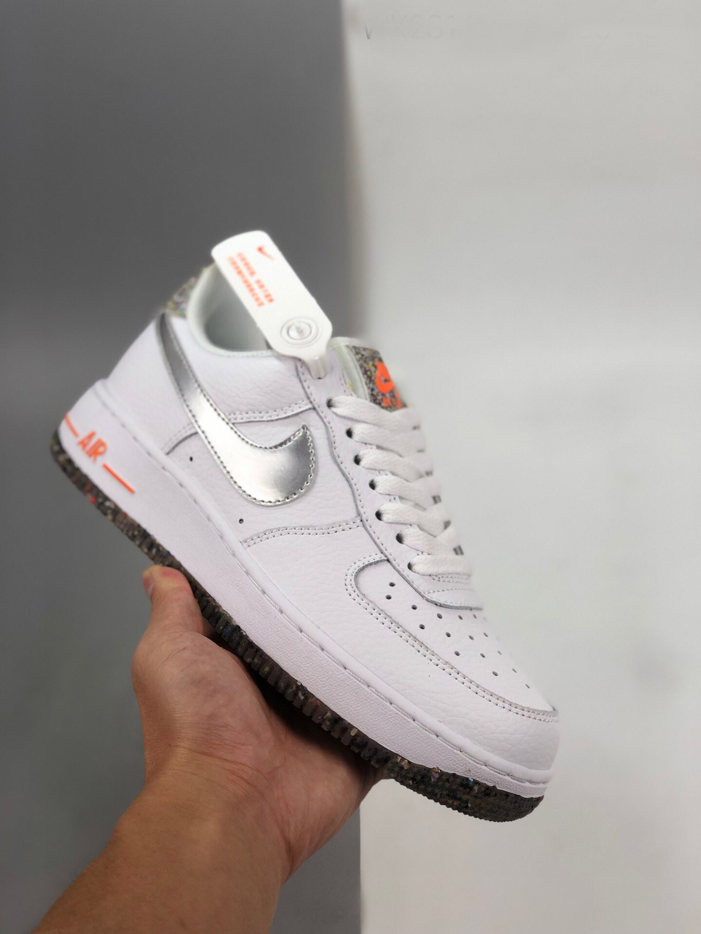 Nike Air Force 1 Low Crater White/Metallic Silver-Laser Orange For Sale