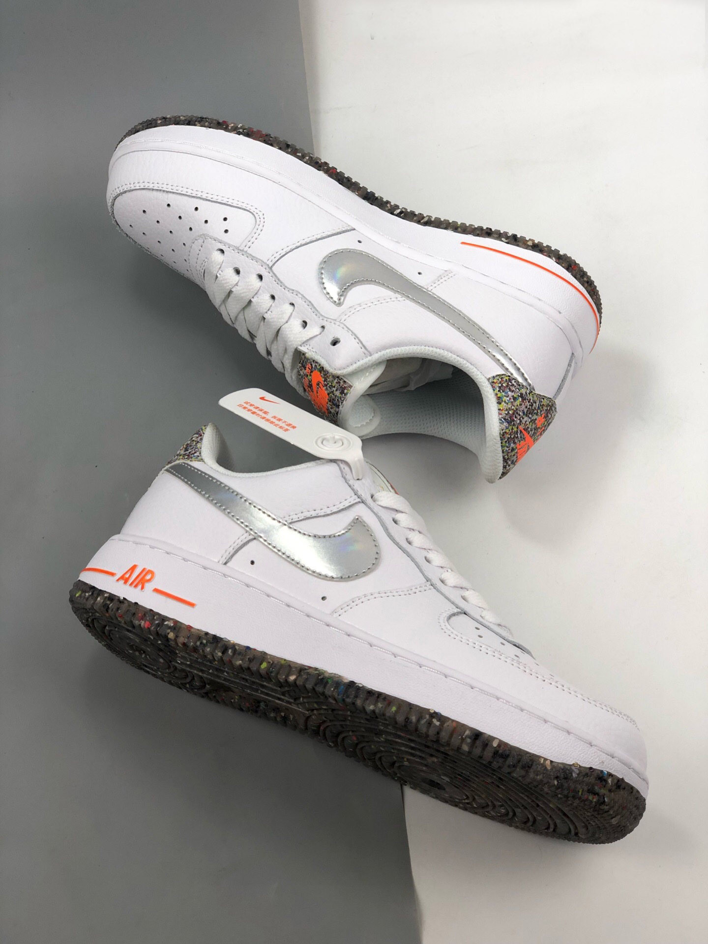 Nike Air Force 1 Low Crater White/Metallic Silver-Laser Orange For Sale
