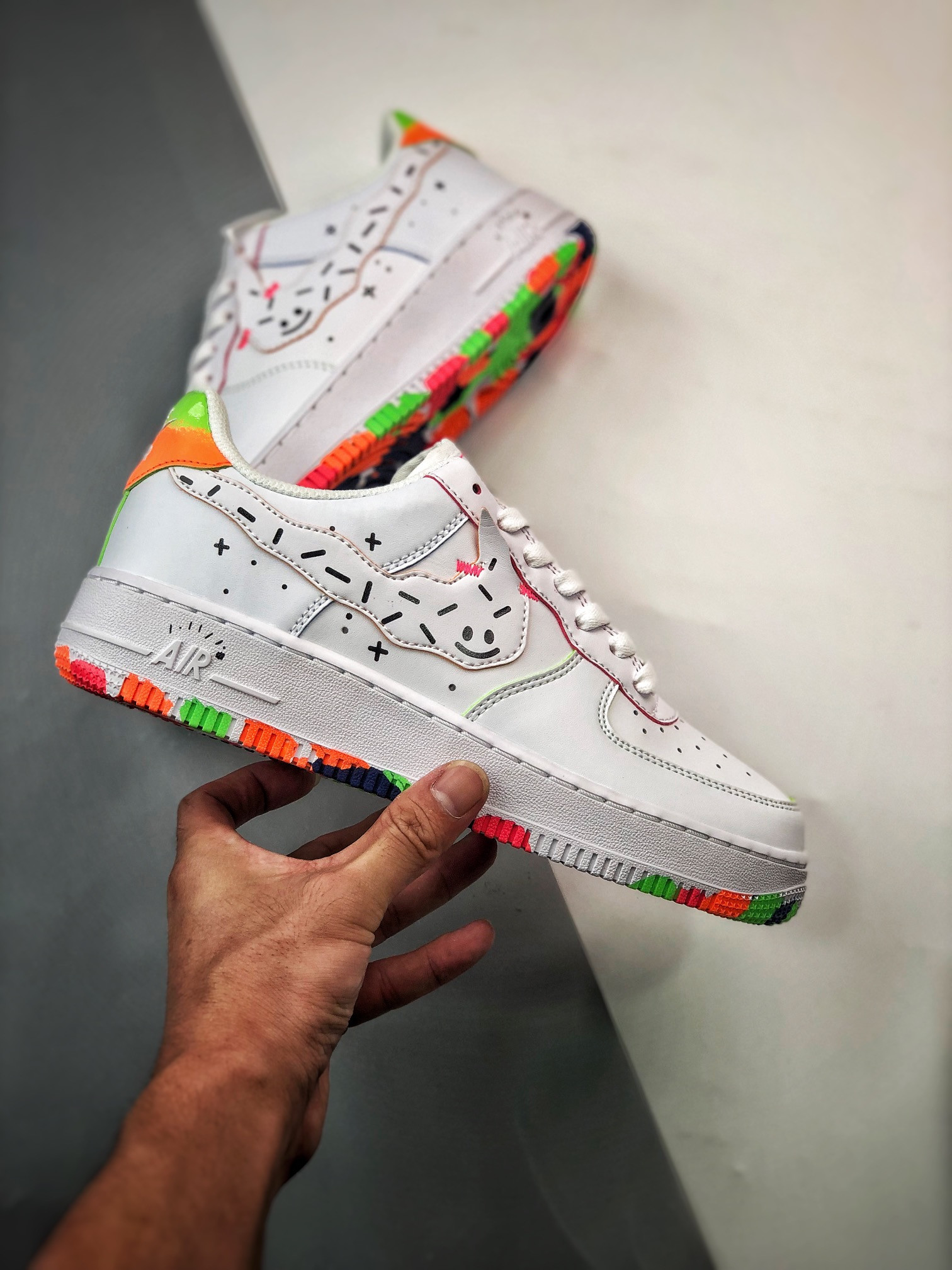 Nike Air Force 1 Low Doodles White/Orange-Green For Sale