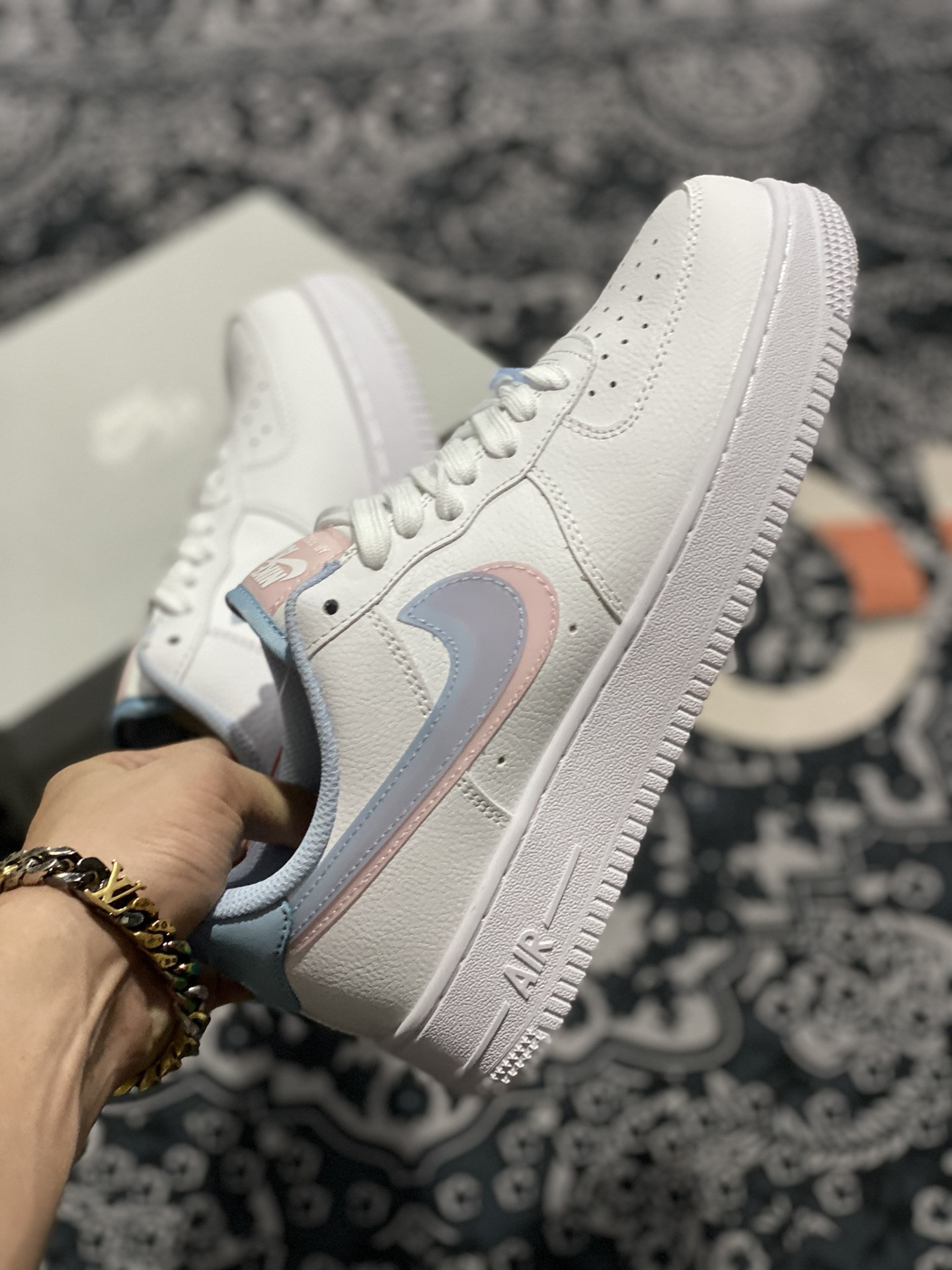 Nike Air Force 1 Low ‘Double Swoosh’ White/Light Armory Blue-Arctic Punch For Sale