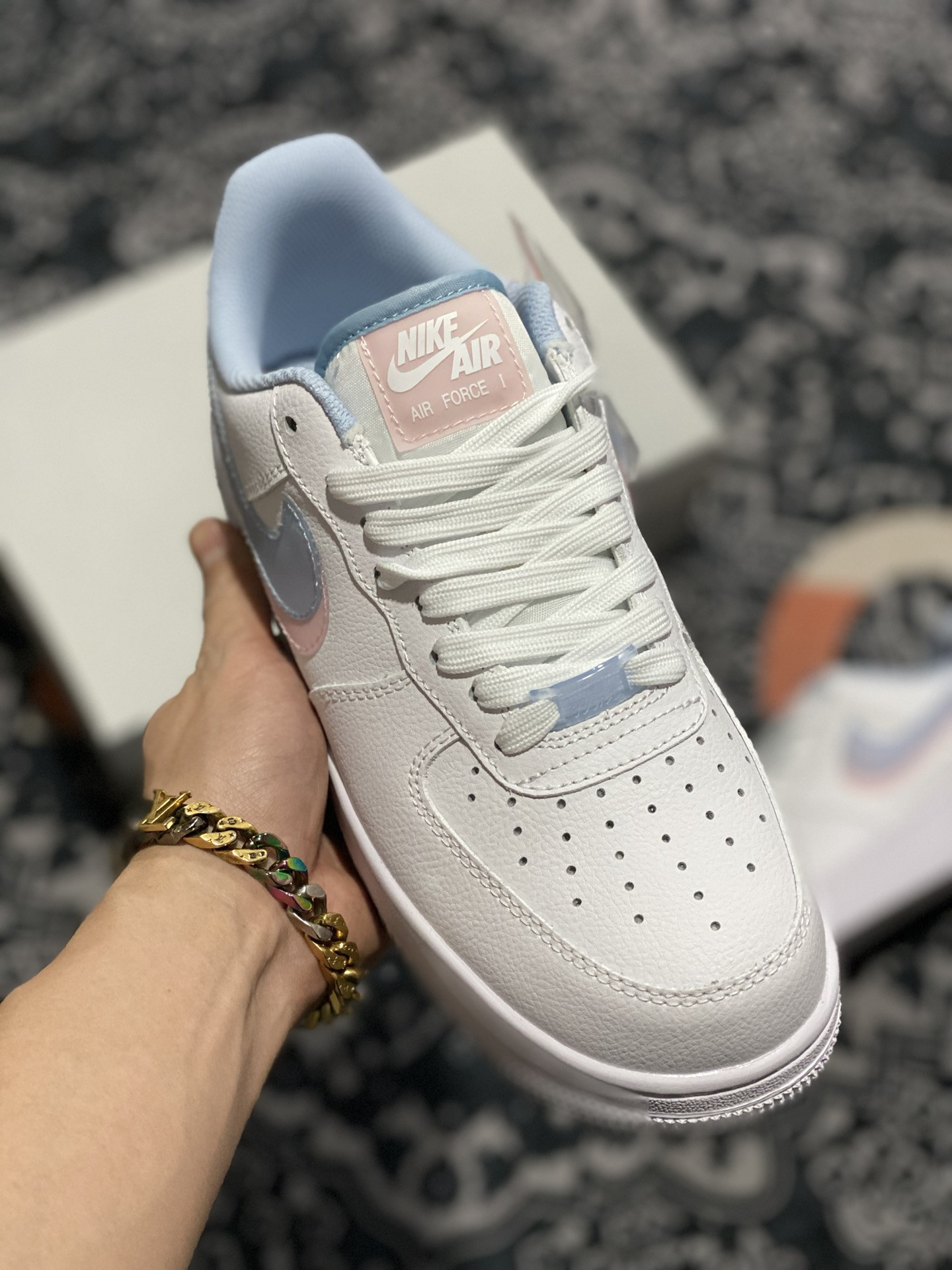 Nike Air Force 1 Low ‘Double Swoosh’ White/Light Armory Blue-Arctic Punch For Sale