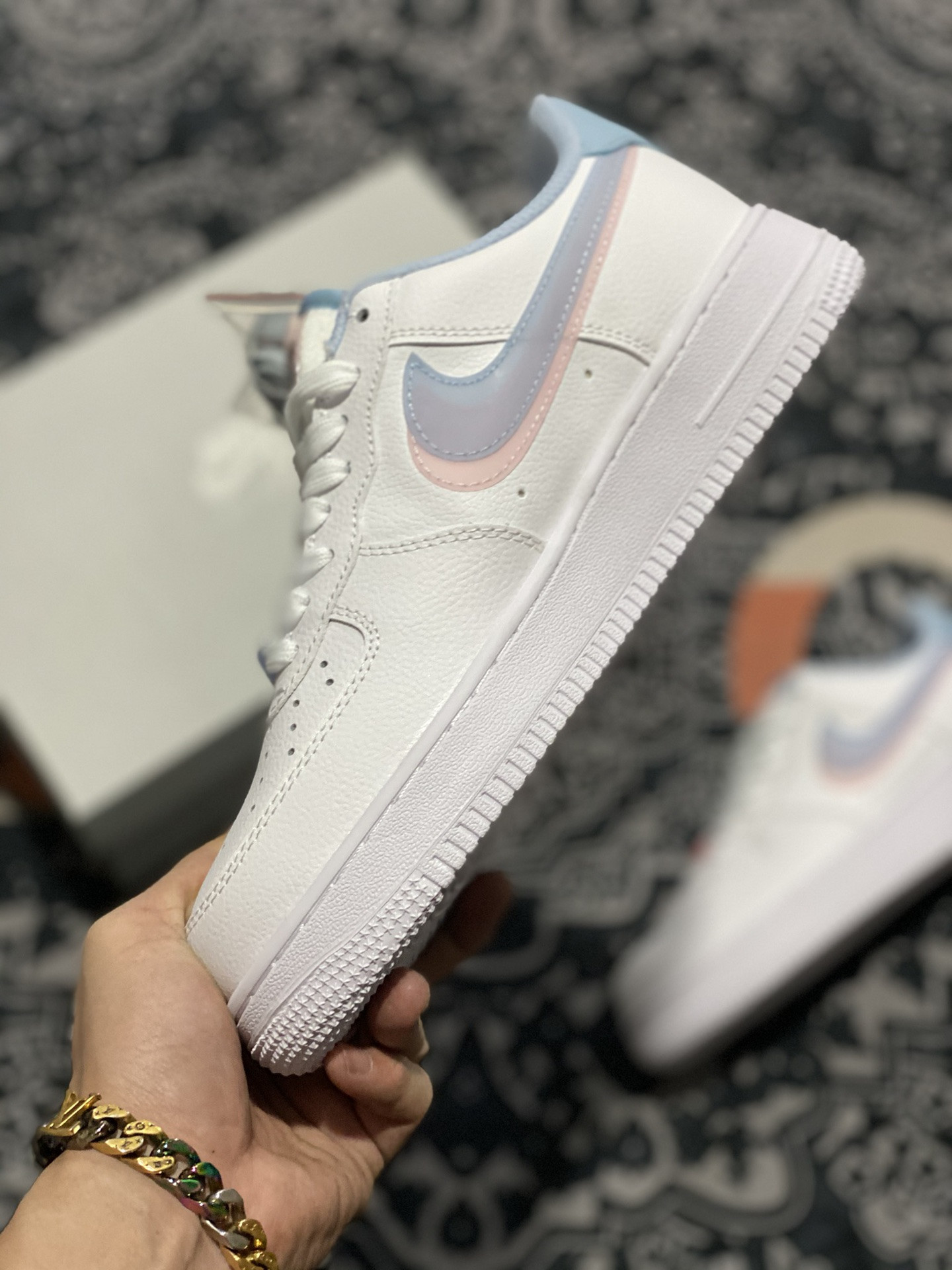 Nike Air Force 1 Low ‘Double Swoosh’ White/Light Armory Blue-Arctic Punch For Sale