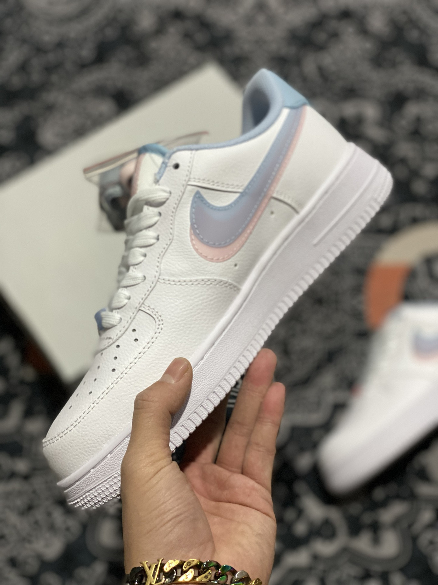 Nike Air Force 1 Low ‘Double Swoosh’ White/Light Armory Blue-Arctic Punch For Sale