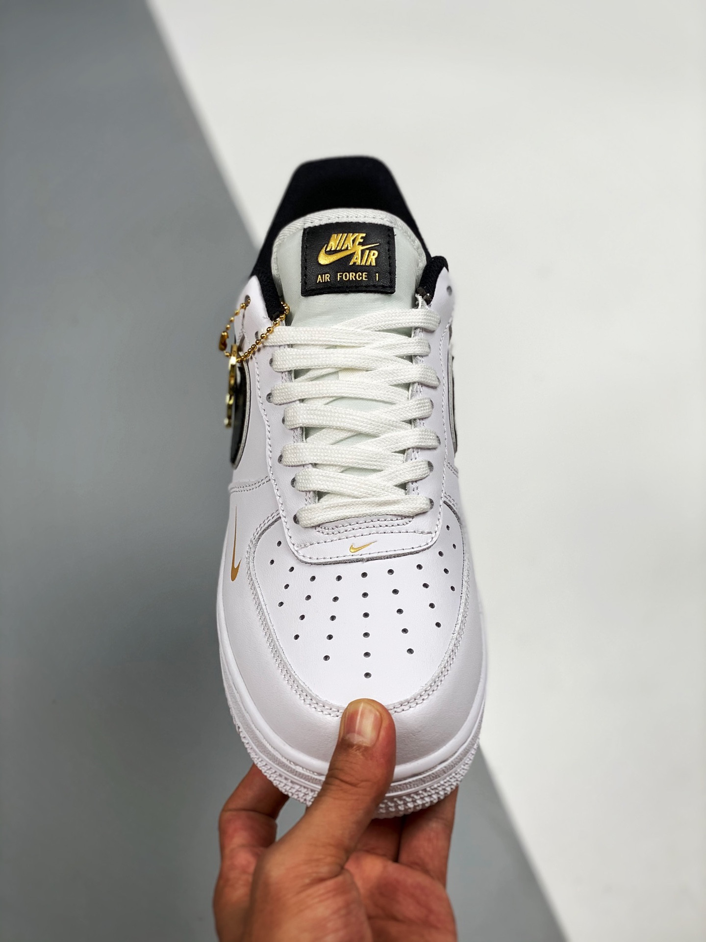 Nike Air Force 1 Low ‘Double Swooshes’ White Black Gold For Sale