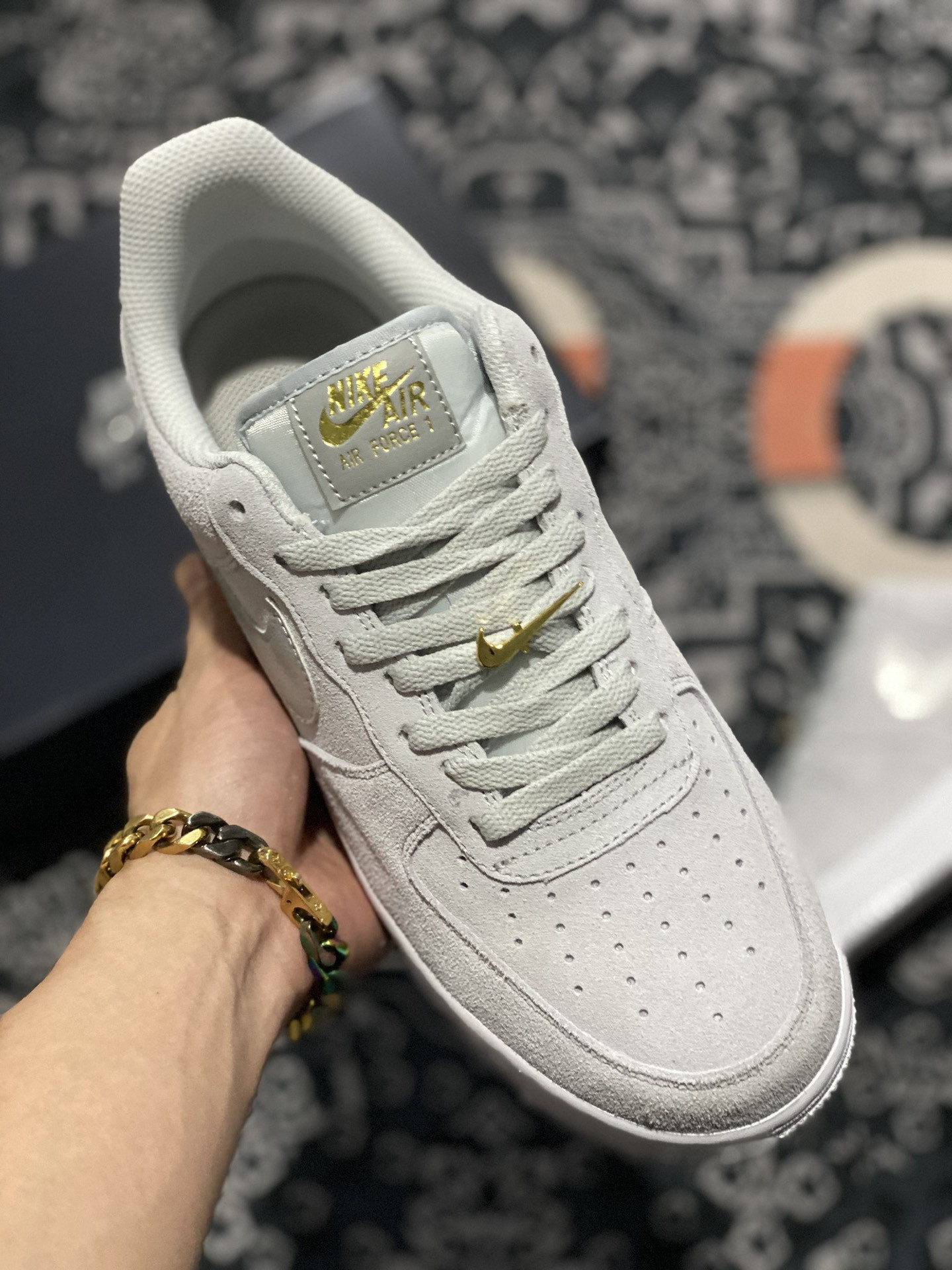 Nike Air Force 1 Low Grey Silver Gold For Sale