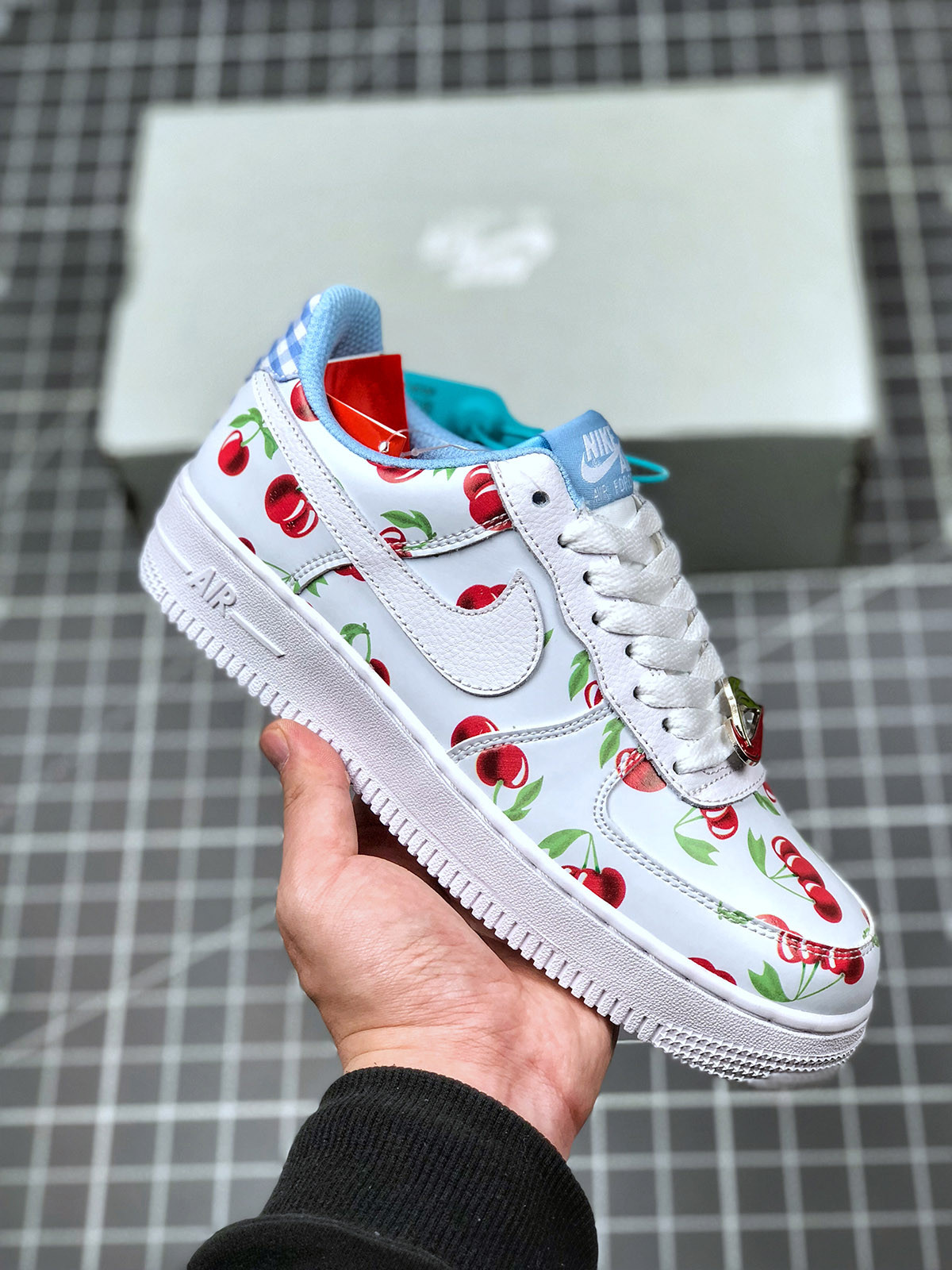 Nike Air Force 1 Low GS “Cherry” White/University Blue-Track Red For Sale