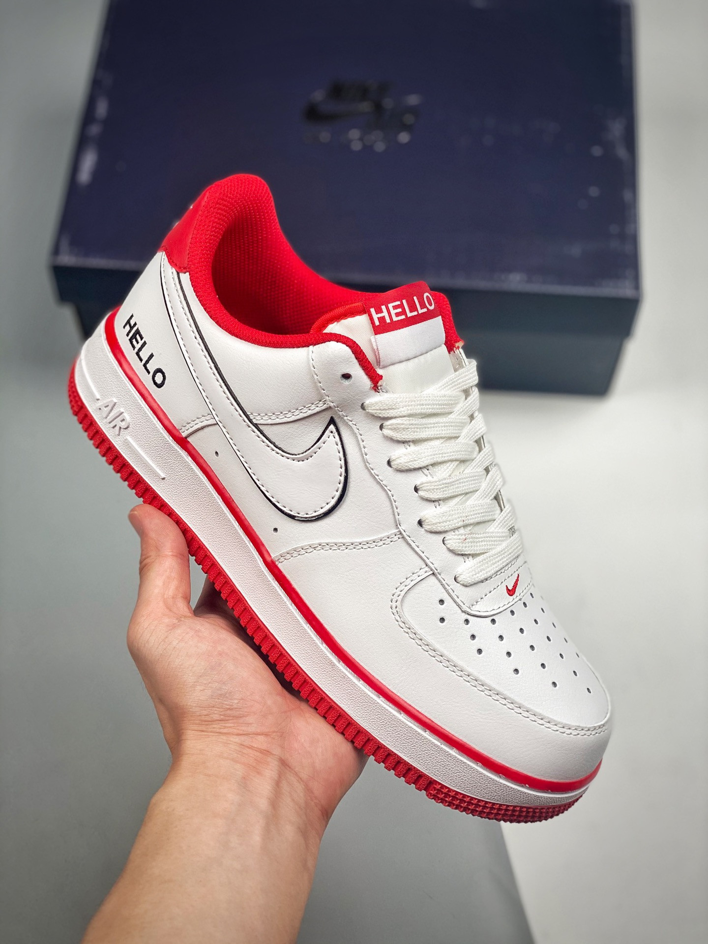 Nike Air Force 1 Low “HELLO” White/University Red/Black For Sale