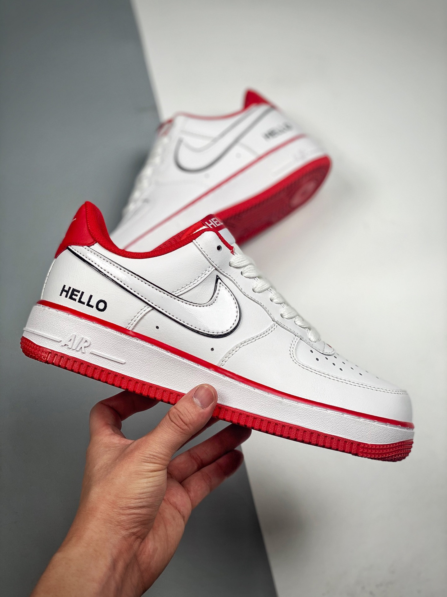 Nike Air Force 1 Low “HELLO” White/University Red/Black For Sale