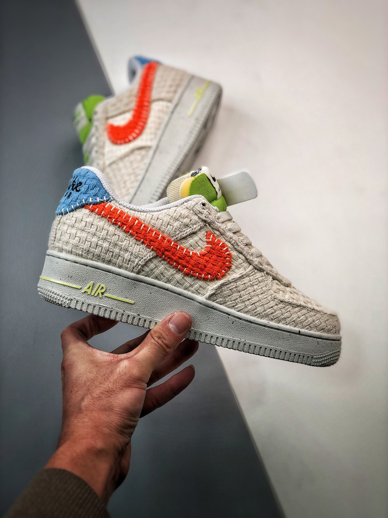 Nike Air Force 1 Low “Hemp” White/Orange-Blue-Green For Sale