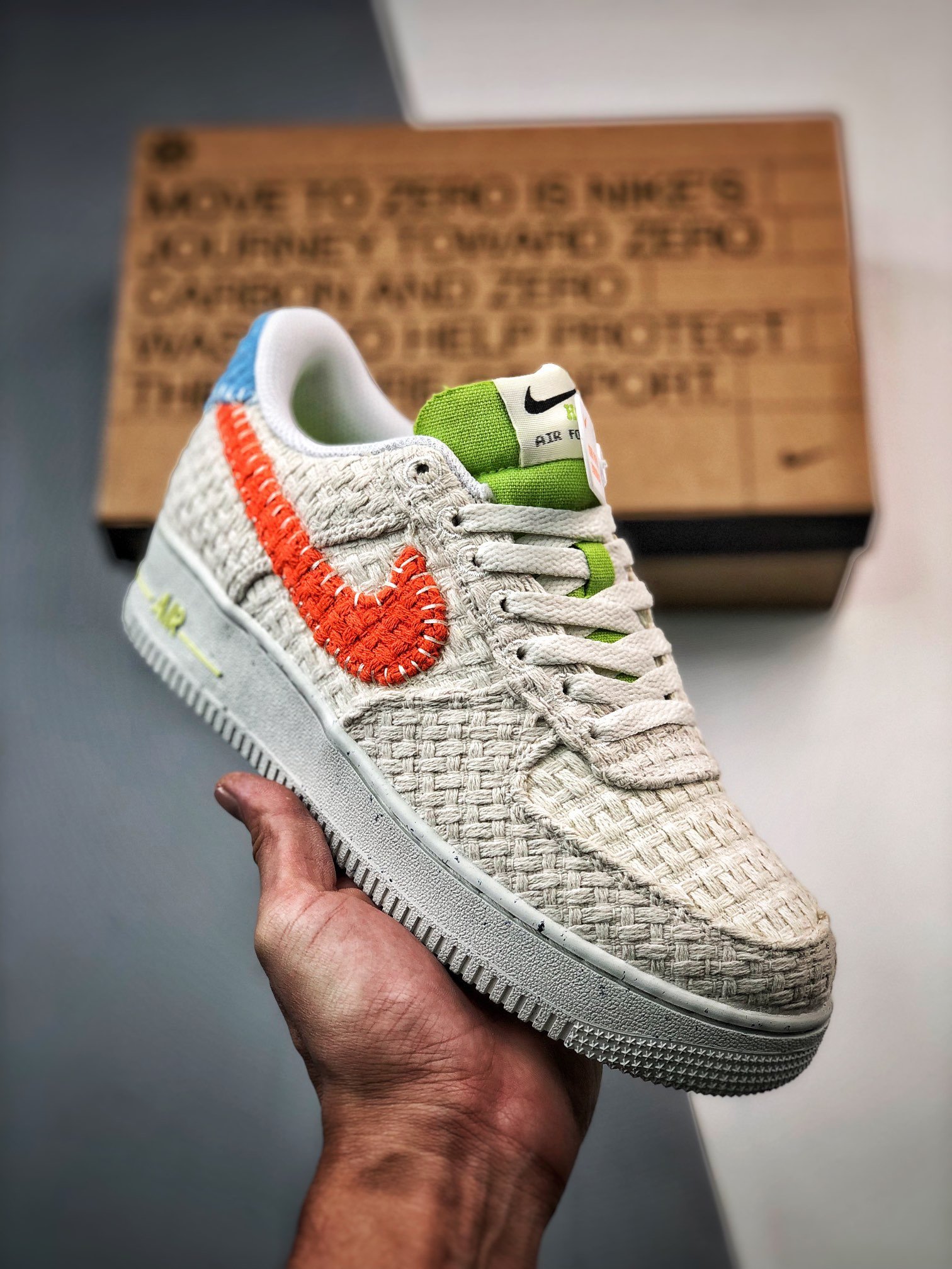 Nike Air Force 1 Low “Hemp” White/Orange-Blue-Green For Sale
