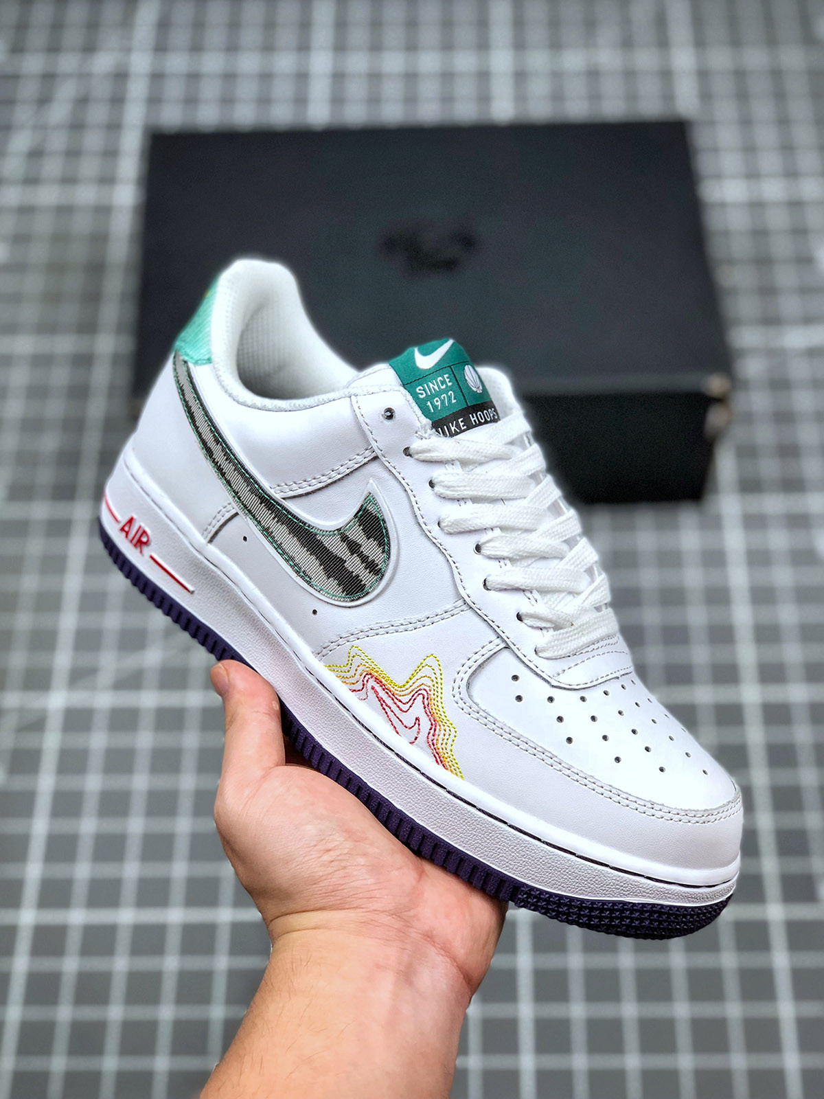 Nike Air Force 1 Low ‘Hoops’ White Green Purple For Sale